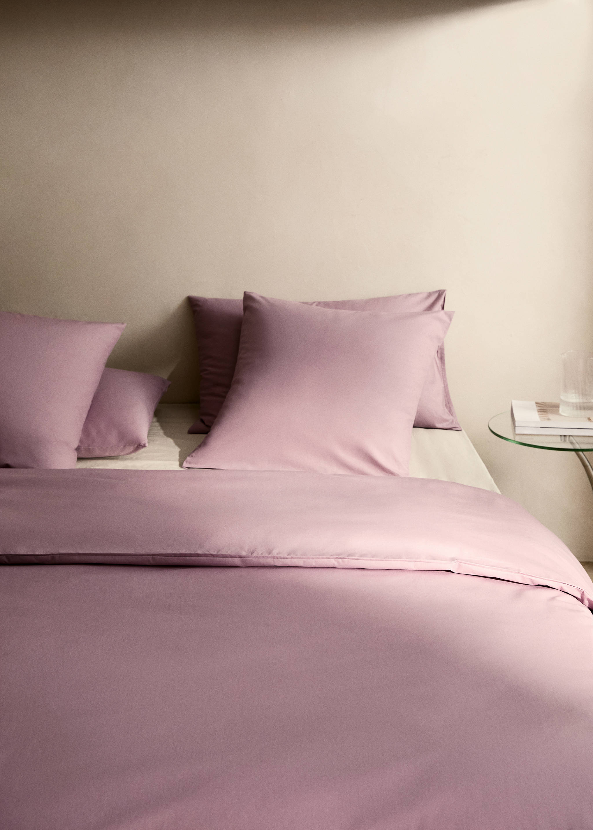 Percale cotton duvet cover with linen trim Queen bed - Details of the article 7