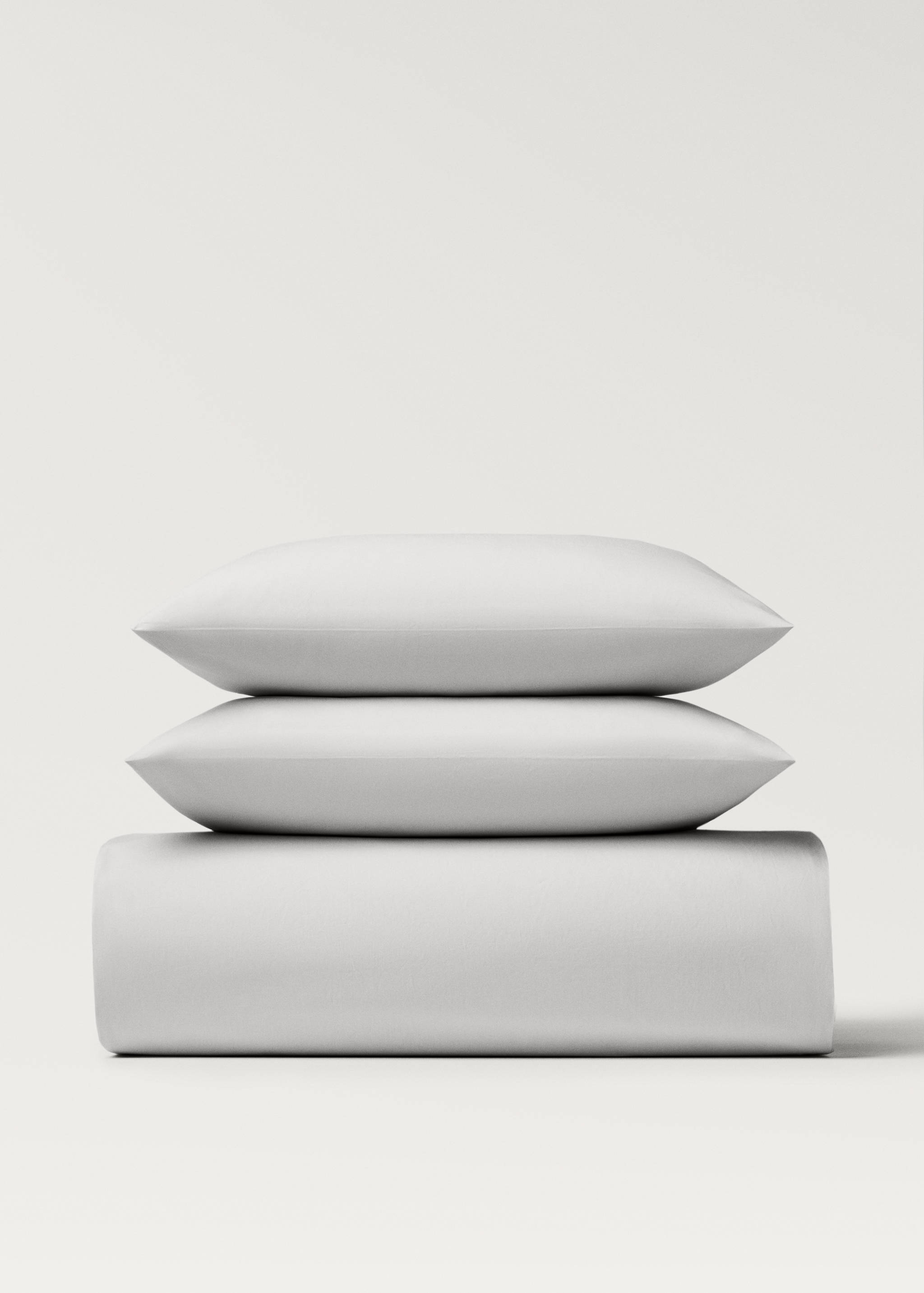 Percale cotton duvet cover with linen trim Queen bed - Article without model