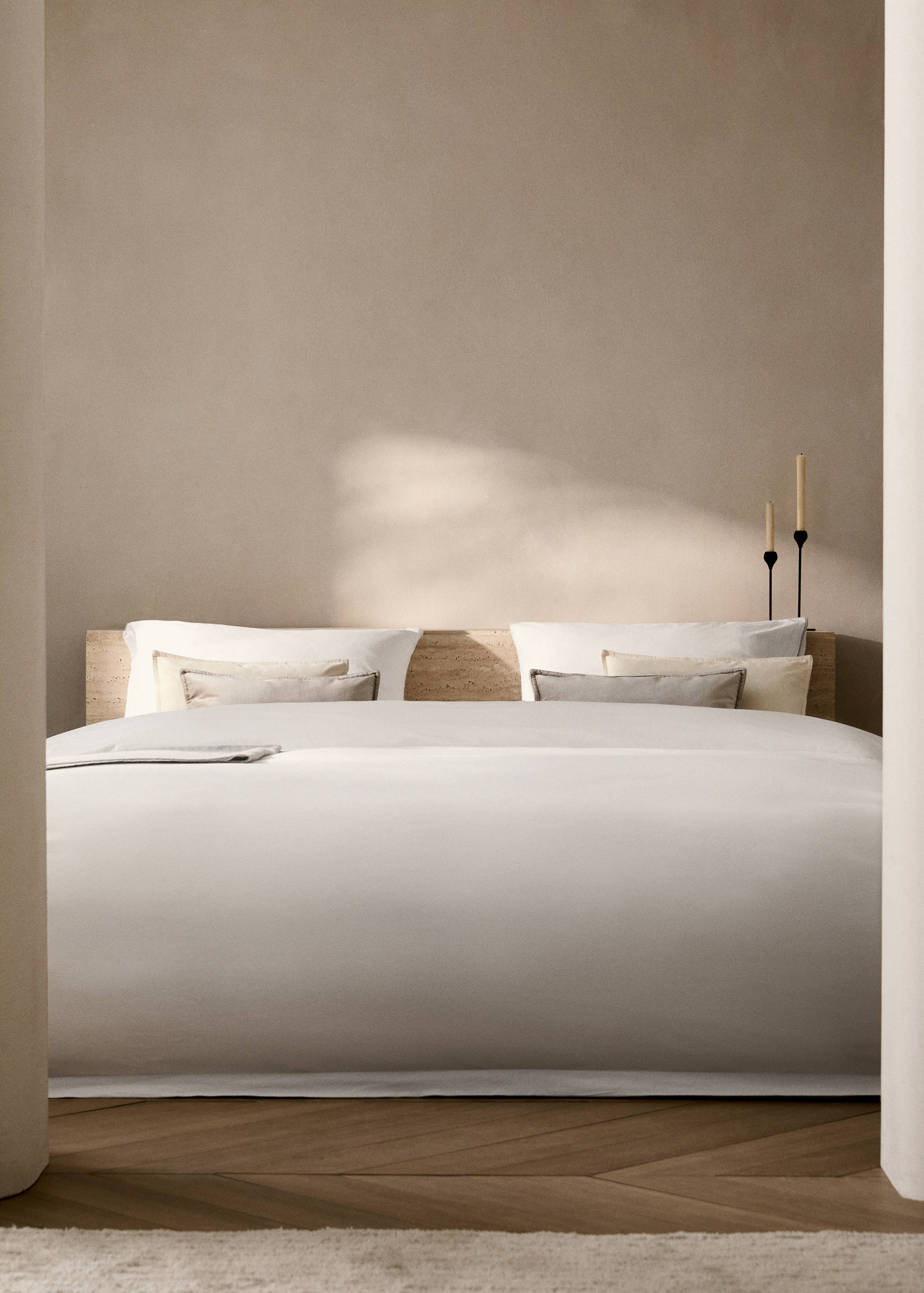 Percale cotton duvet cover with overlock Single bed - General plane