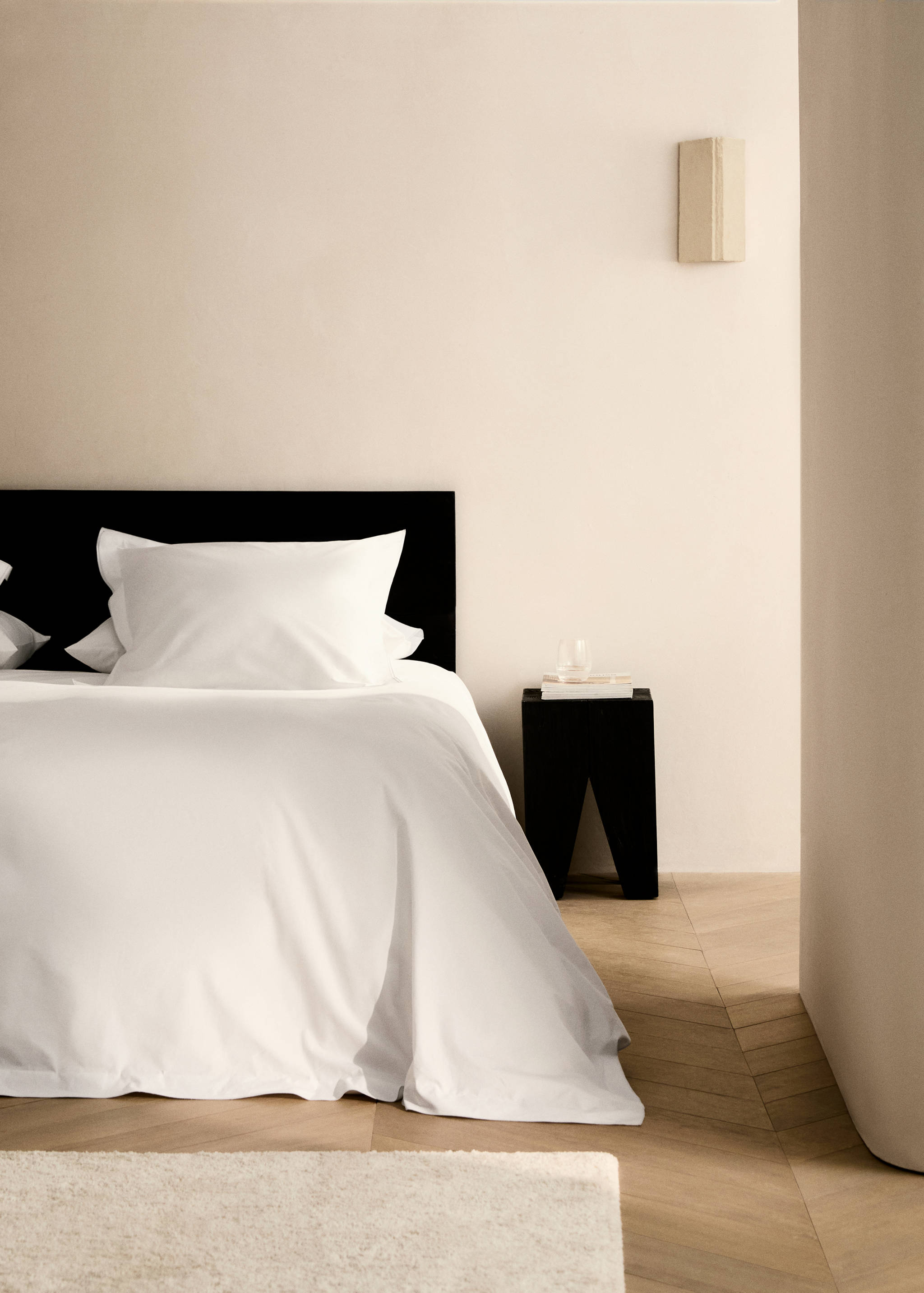 Percale cotton duvet cover with overlock Single bed - General plane