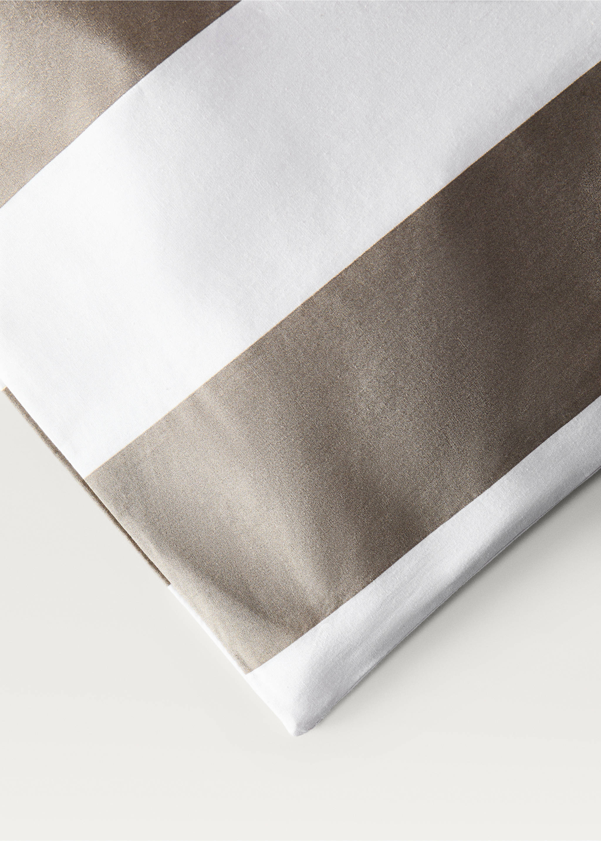 Poszwa na kołdrę z bawełnianego perkalu w paski na łóżko 90 cm - Szczegóły artykułu 3, Średni Brązowy. Ref: 87002991-00.