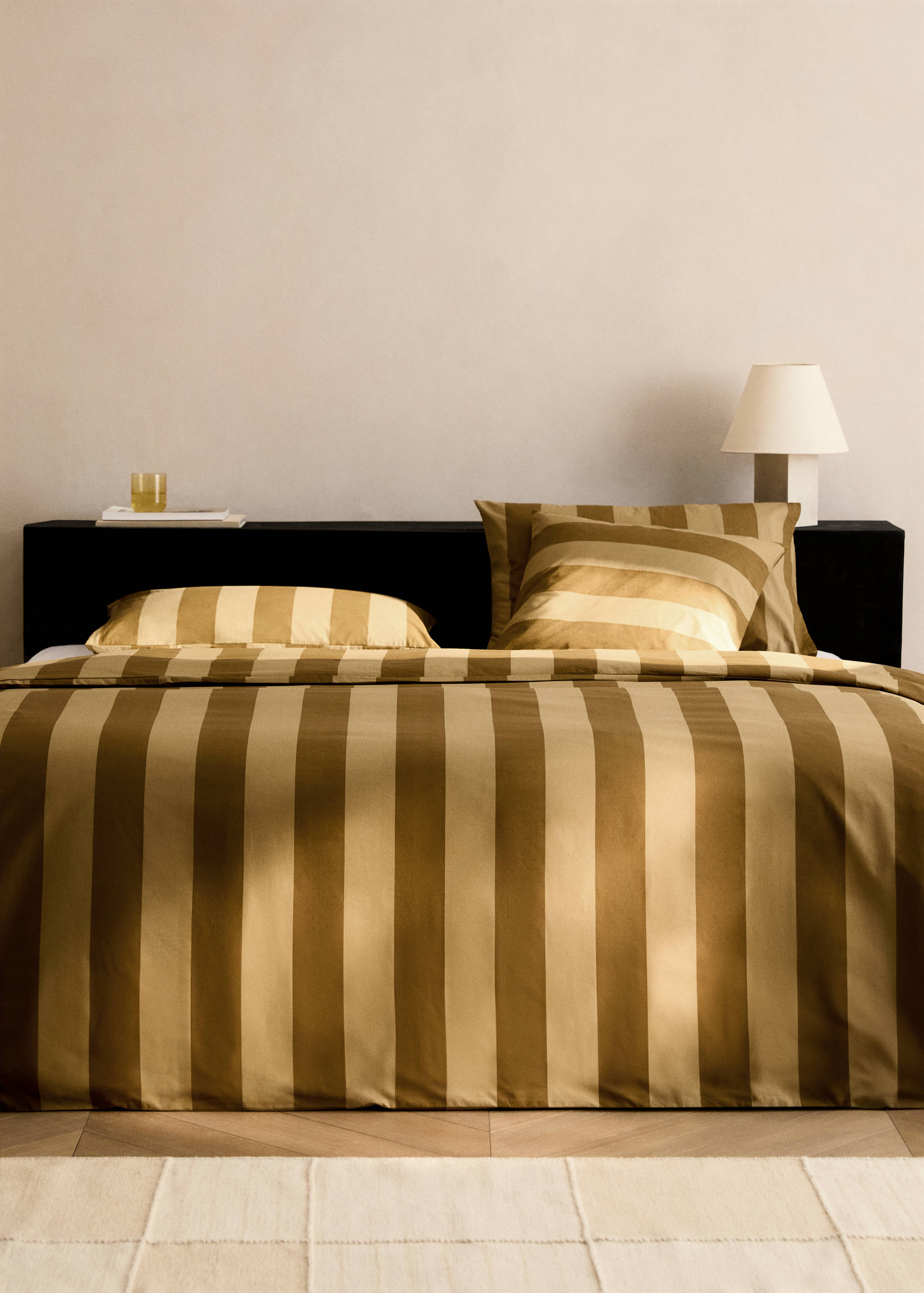 500 threads cotton percale striped duvet cover Single bed - General plane