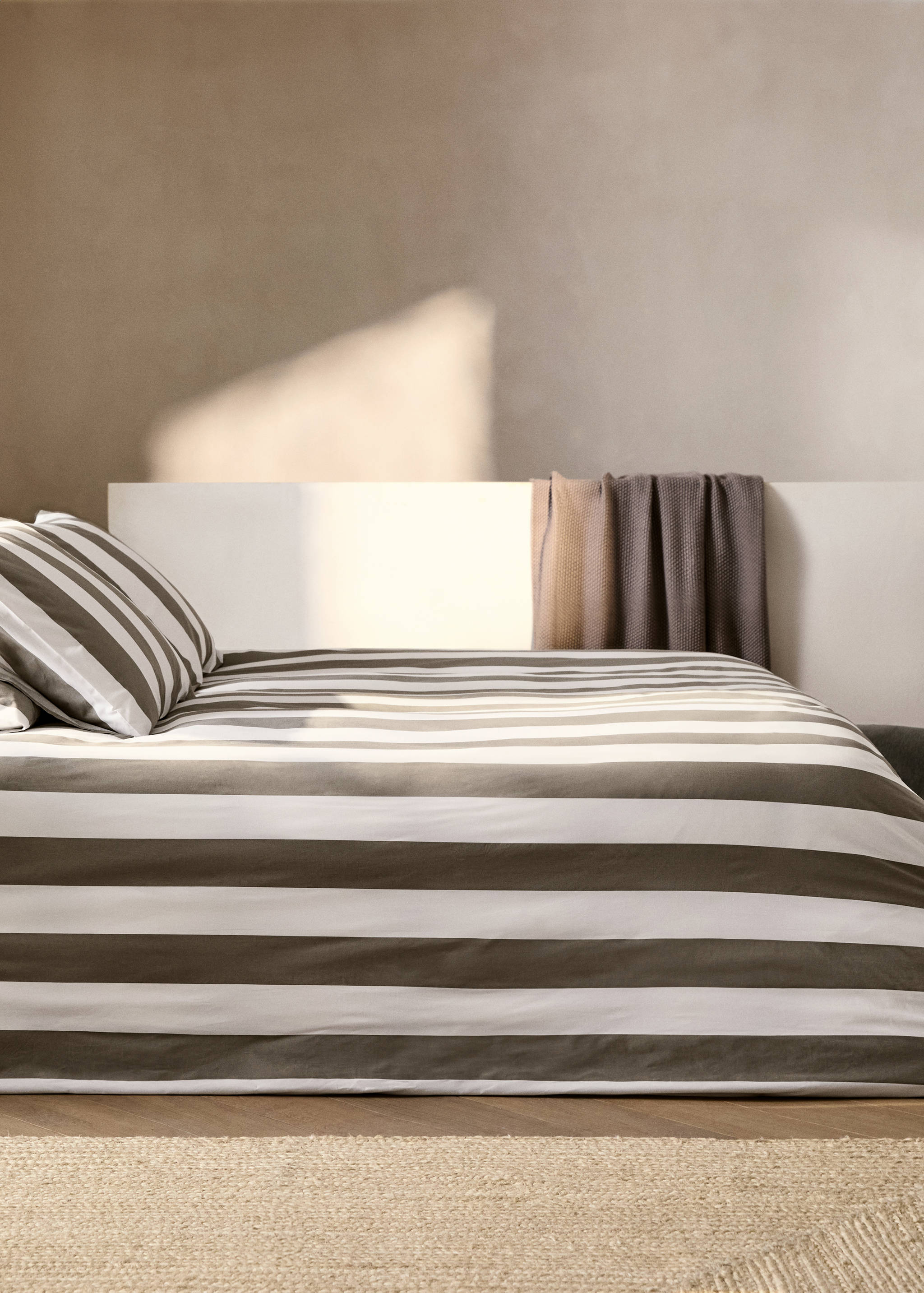 Bettbezug aus Baumwoll-Perkal, gestreift, 150/160 cm Bett - Allgemeine Ansicht