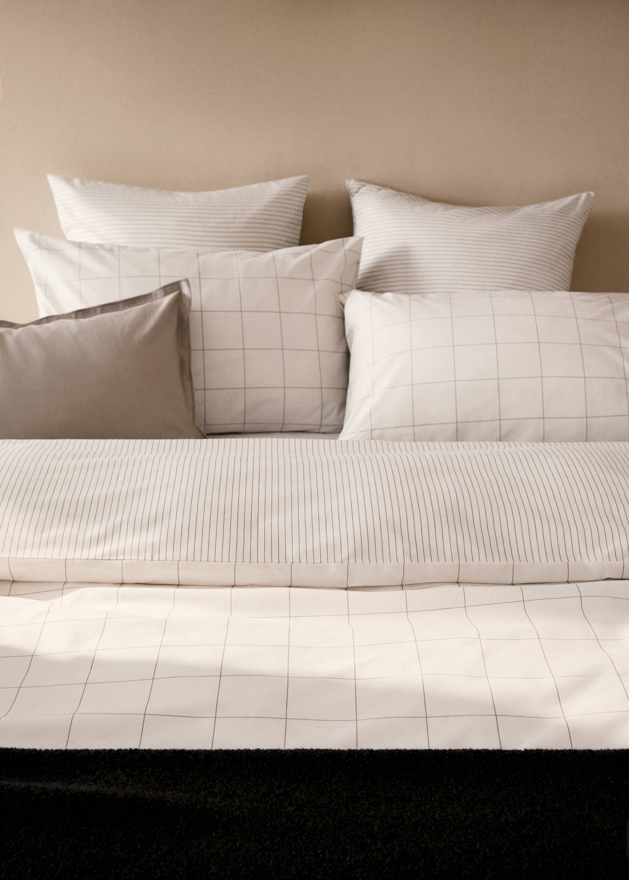 Percale cotton reversible striped duvet cover King bed - Details of the article 7