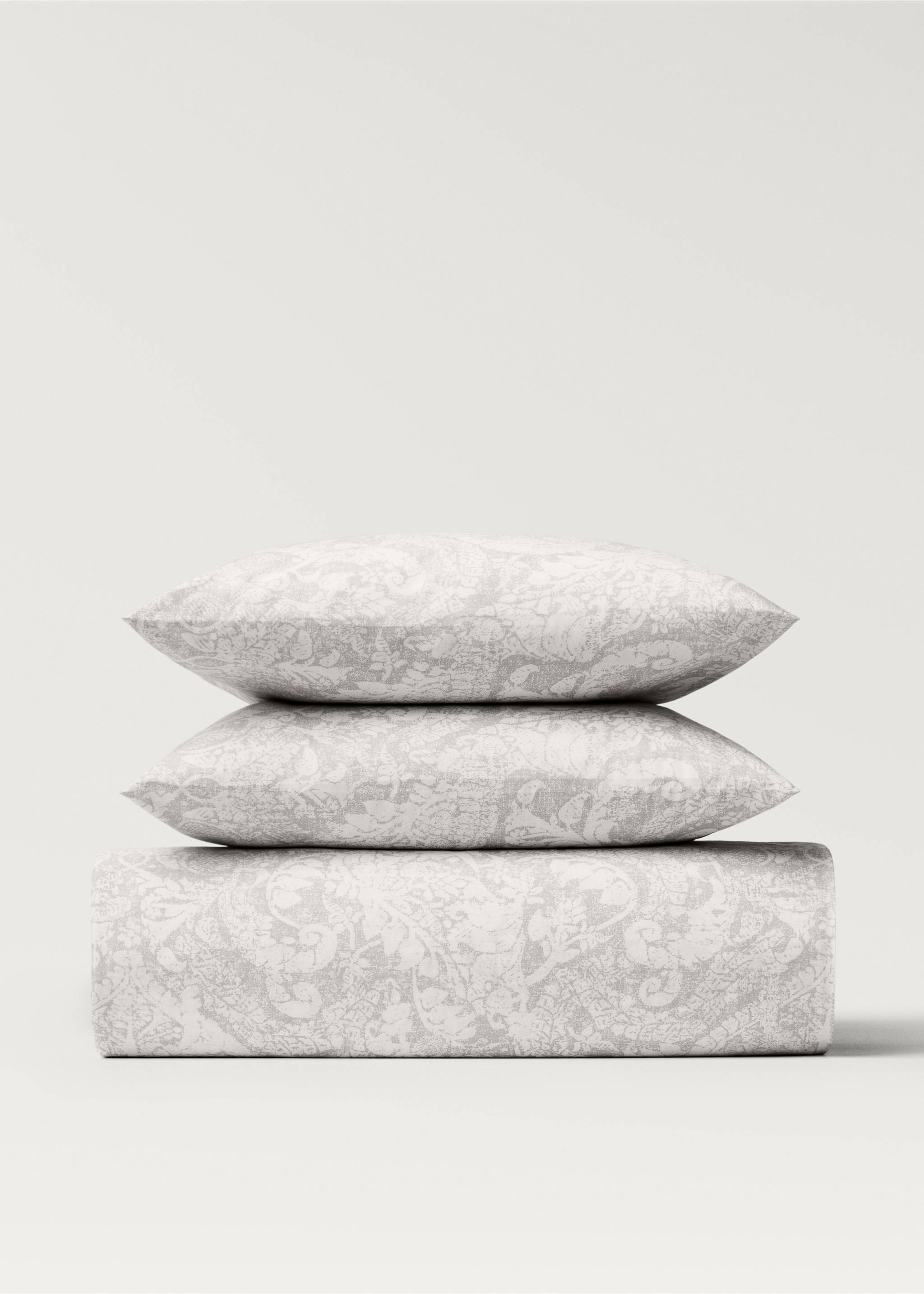 Housse de couette coton imprimé cachemire lit 90 cm - Article sans modèle, Gris clair/pastel. Ref: 87002999-00.