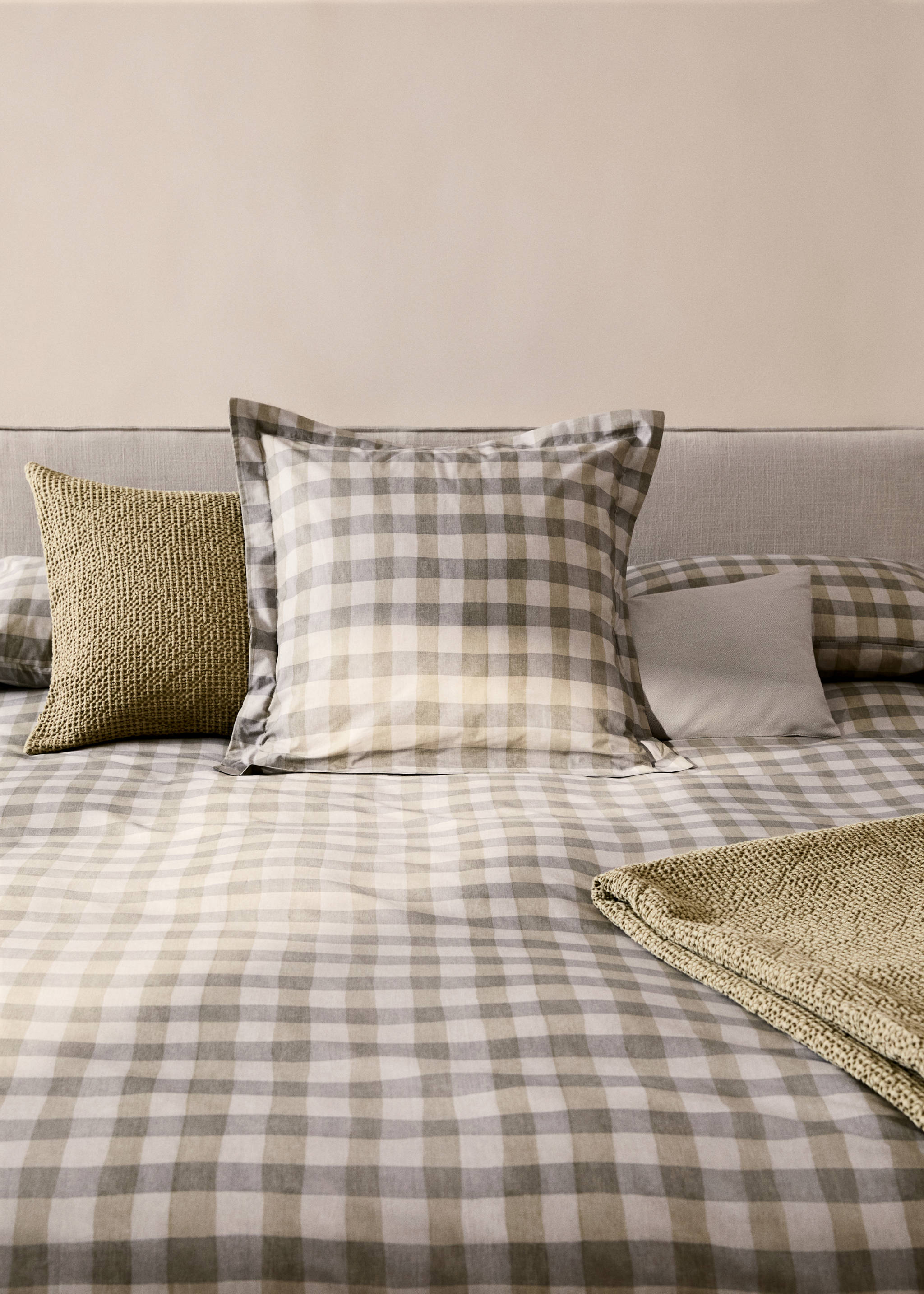 Percale cotton check duvet cover Superking bed - Details of the article 7