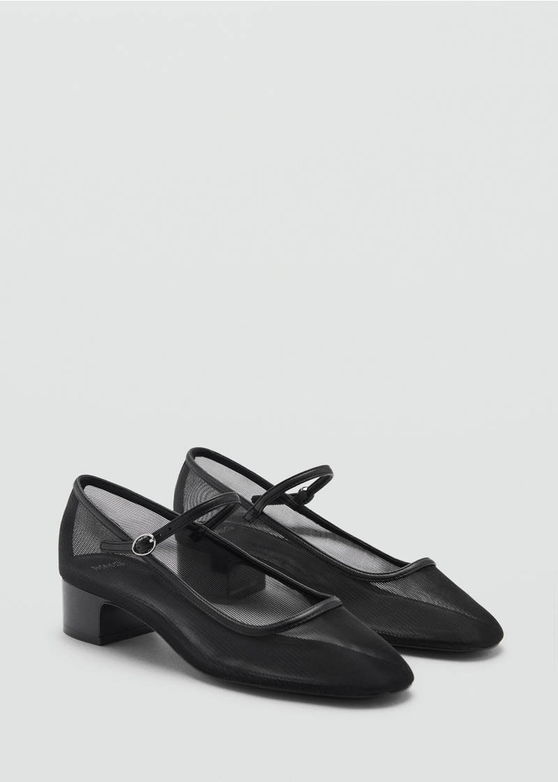 Mesh shoes with buckle strap - Black