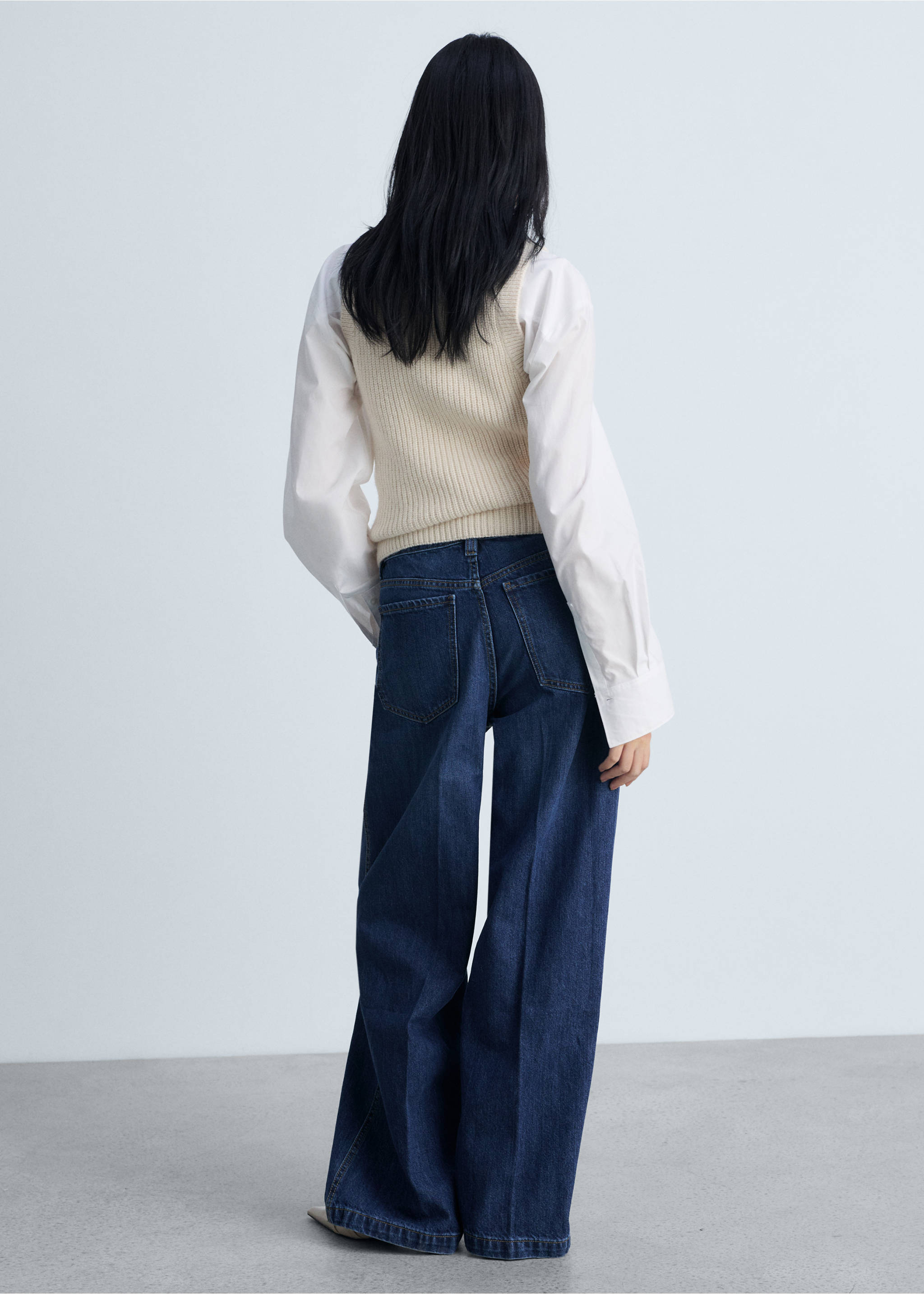 Wide-Leg-Jeans mit Gürtel - Rückseite des Artikels, Dunkelblau. Ref: 87003283-00.