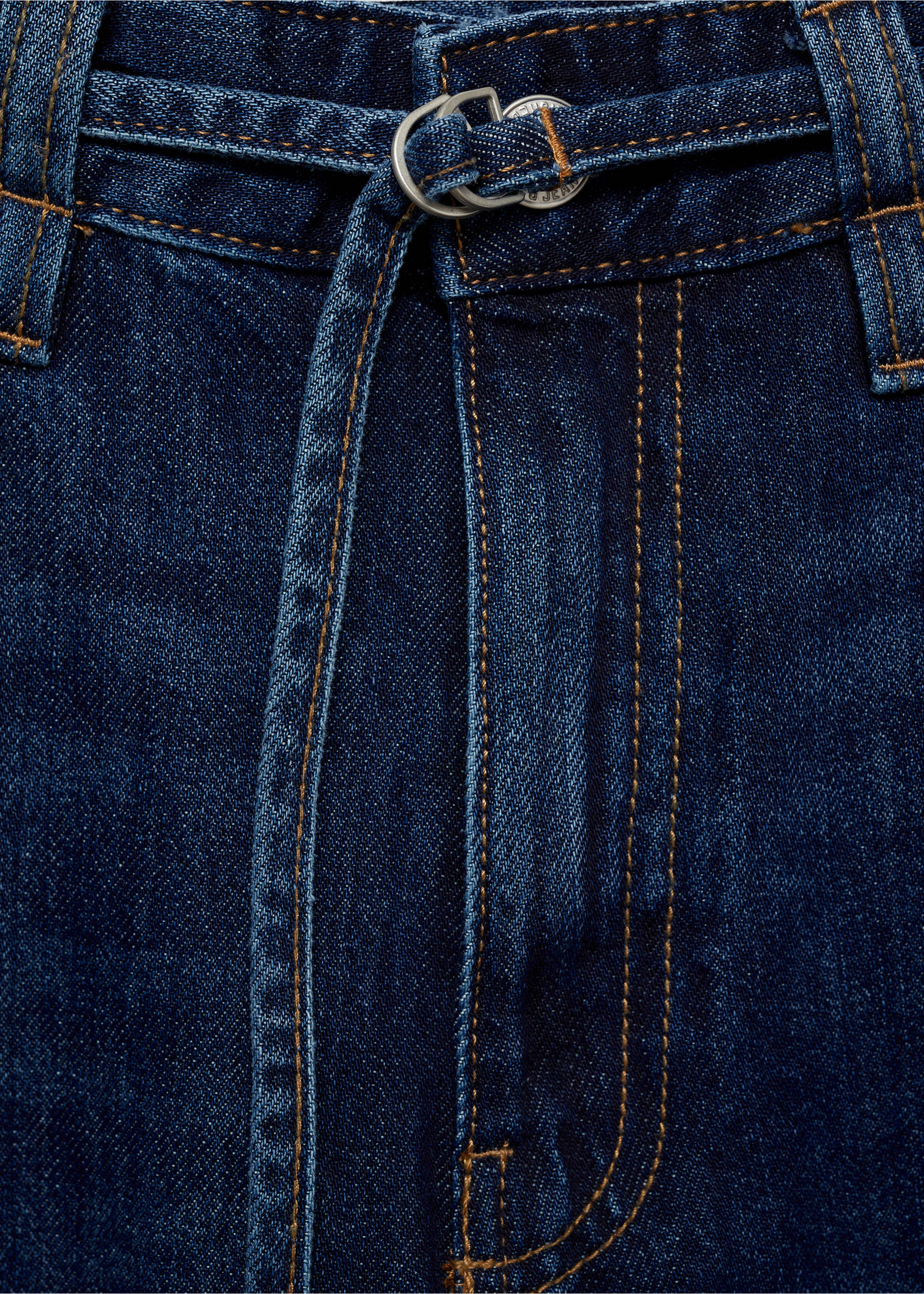 Wide-Leg-Jeans mit Gürtel - Detail des Artikels 8, Dunkelblau. Ref: 87003283-00.