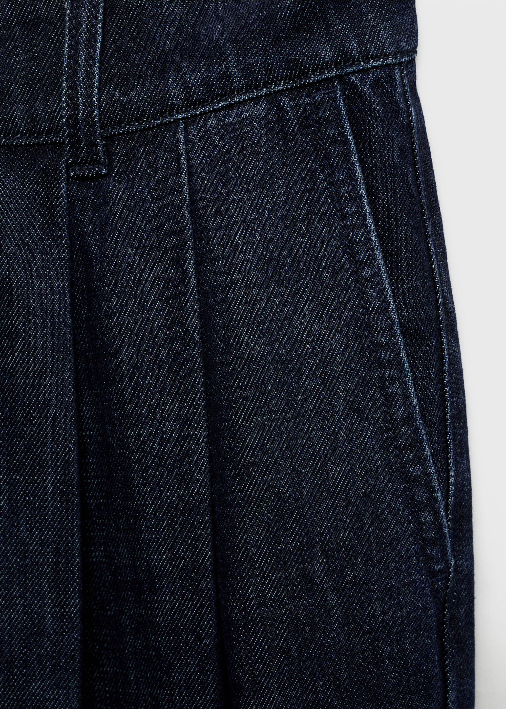 Rinse-wash wide leg jeans with pleats - Details of the article 0, Open Blue. Ref: 87003284-00.