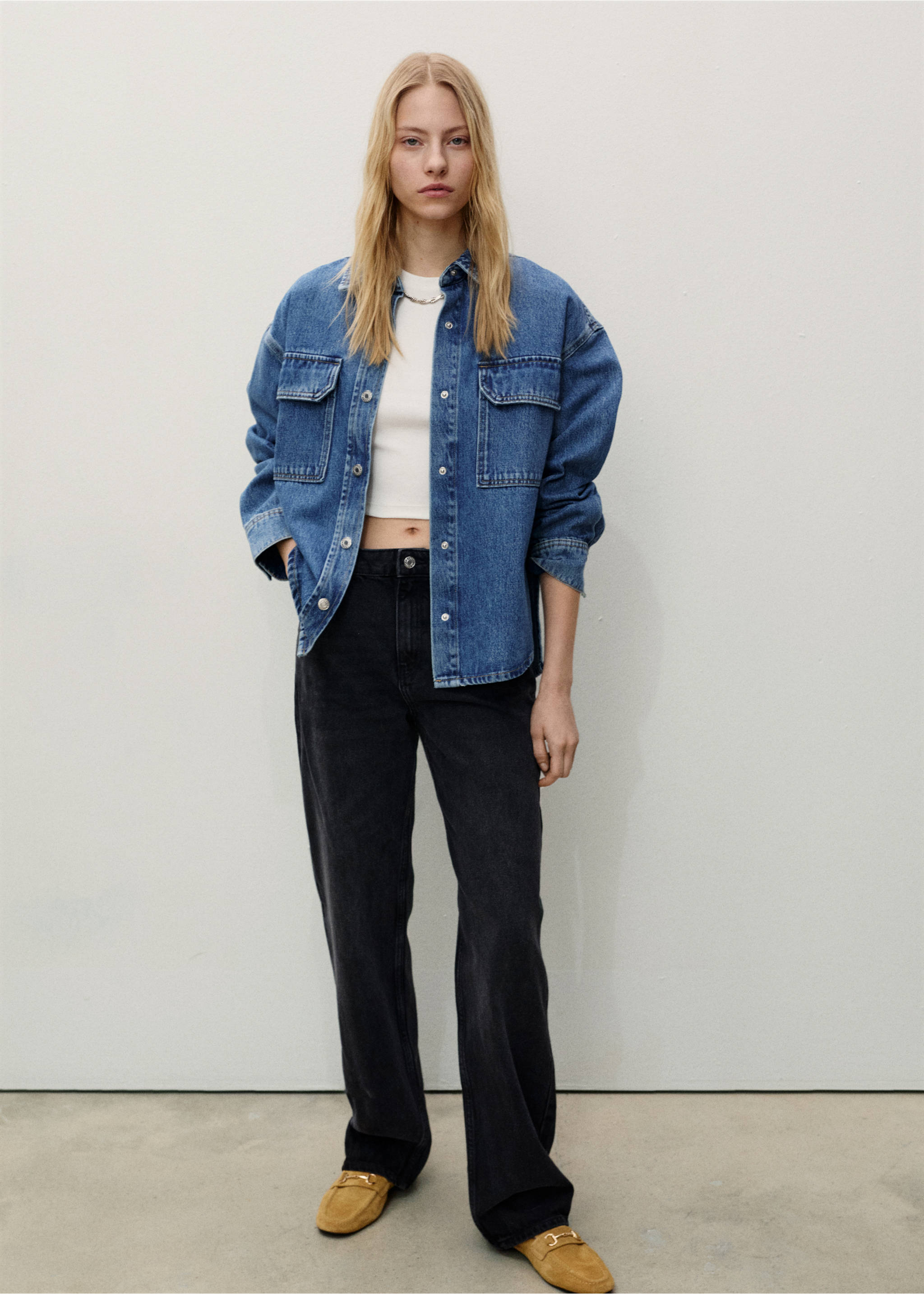 Miami medium-rise straight-fit jeans - General plane, Black denim. Ref: 87003285-00.