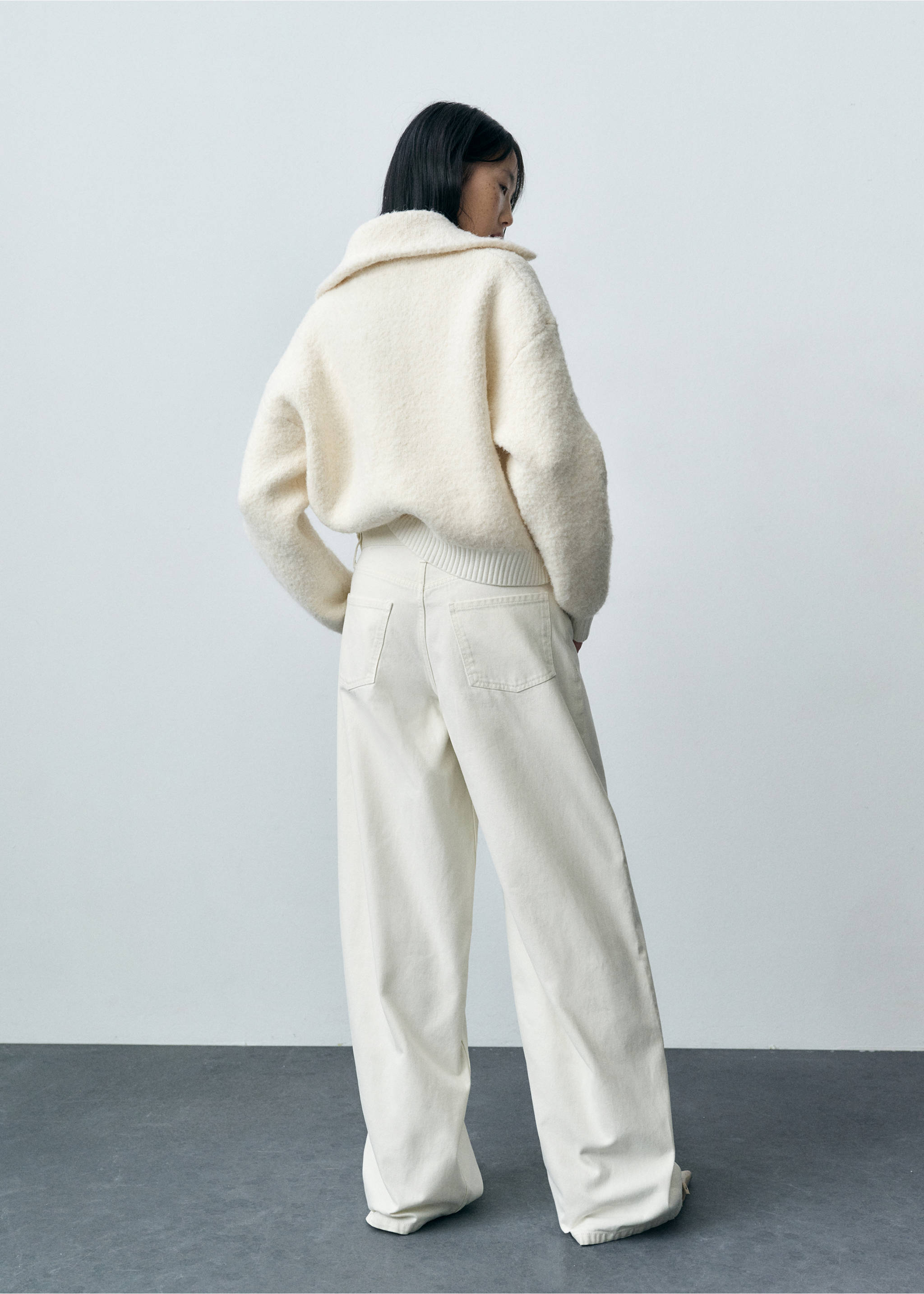 Wide leg jeans with zip - Reverse of the article, Light/Pastel Grey. Ref: 87003287-00.