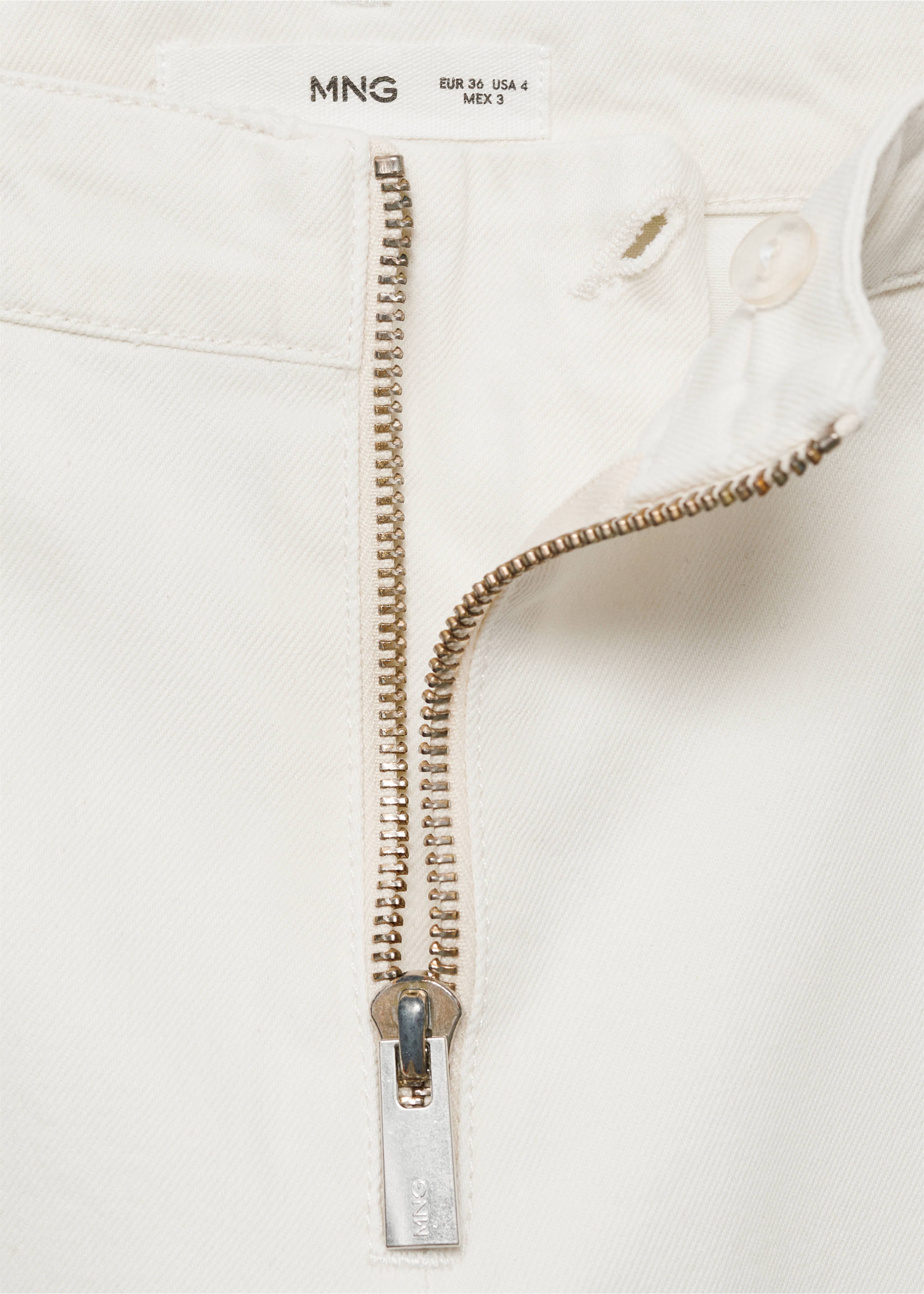 Wide leg jeans with zip - Details of the article 8, Light/Pastel Grey. Ref: 87003287-00.