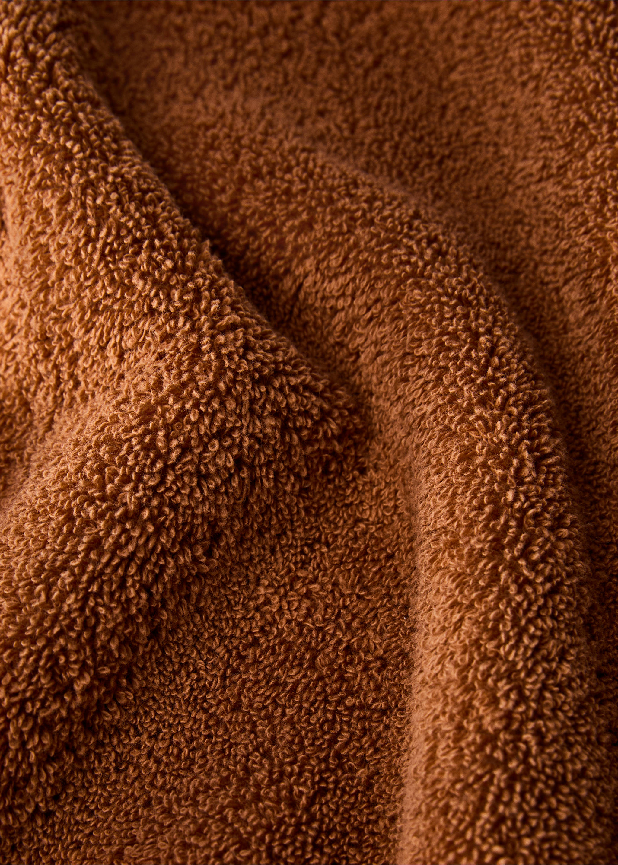 Soft cotton shower towel - Details of the article 3, Caramel. Ref: 87003359-00.