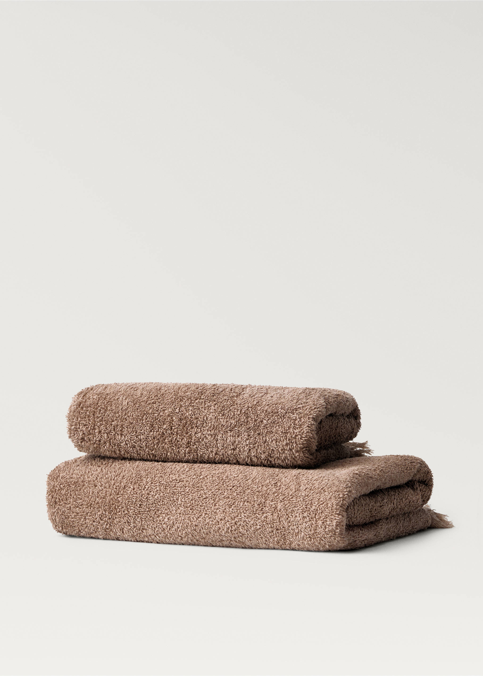 Organic cotton children's washbasin towel with fringes - Article without model, Medium Brown. Ref: 87003361-00.