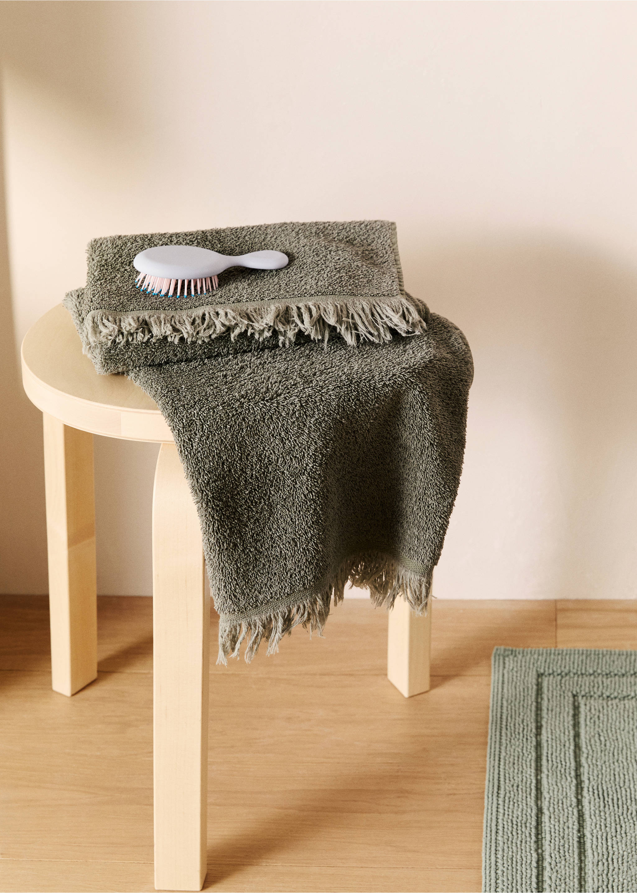 Organic cotton children's washbasin towel with fringes - General plane, Blue. Ref: 87003361-00.