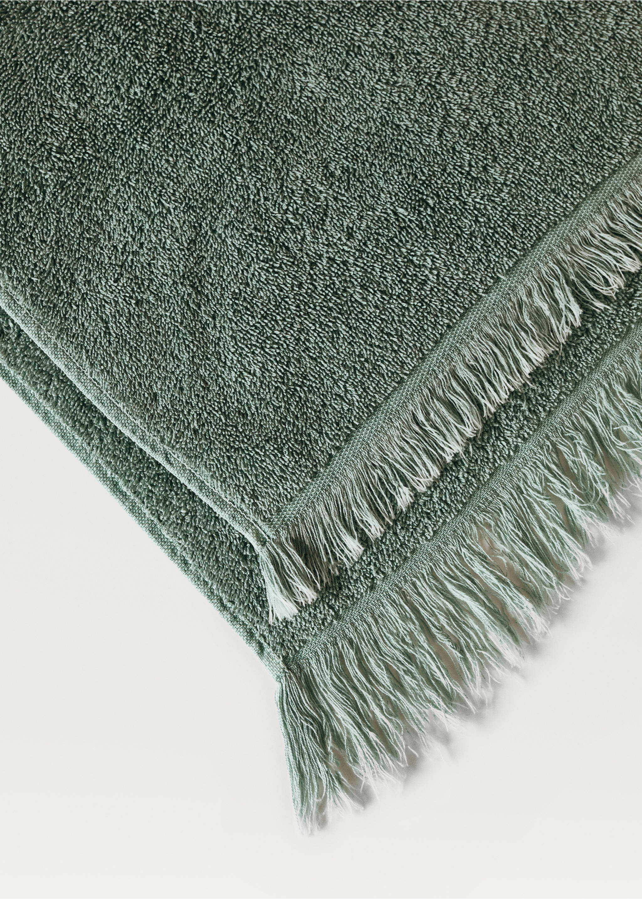Organic cotton children's washbasin towel with fringes - Details of the article 1, Blue. Ref: 87003361-00.
