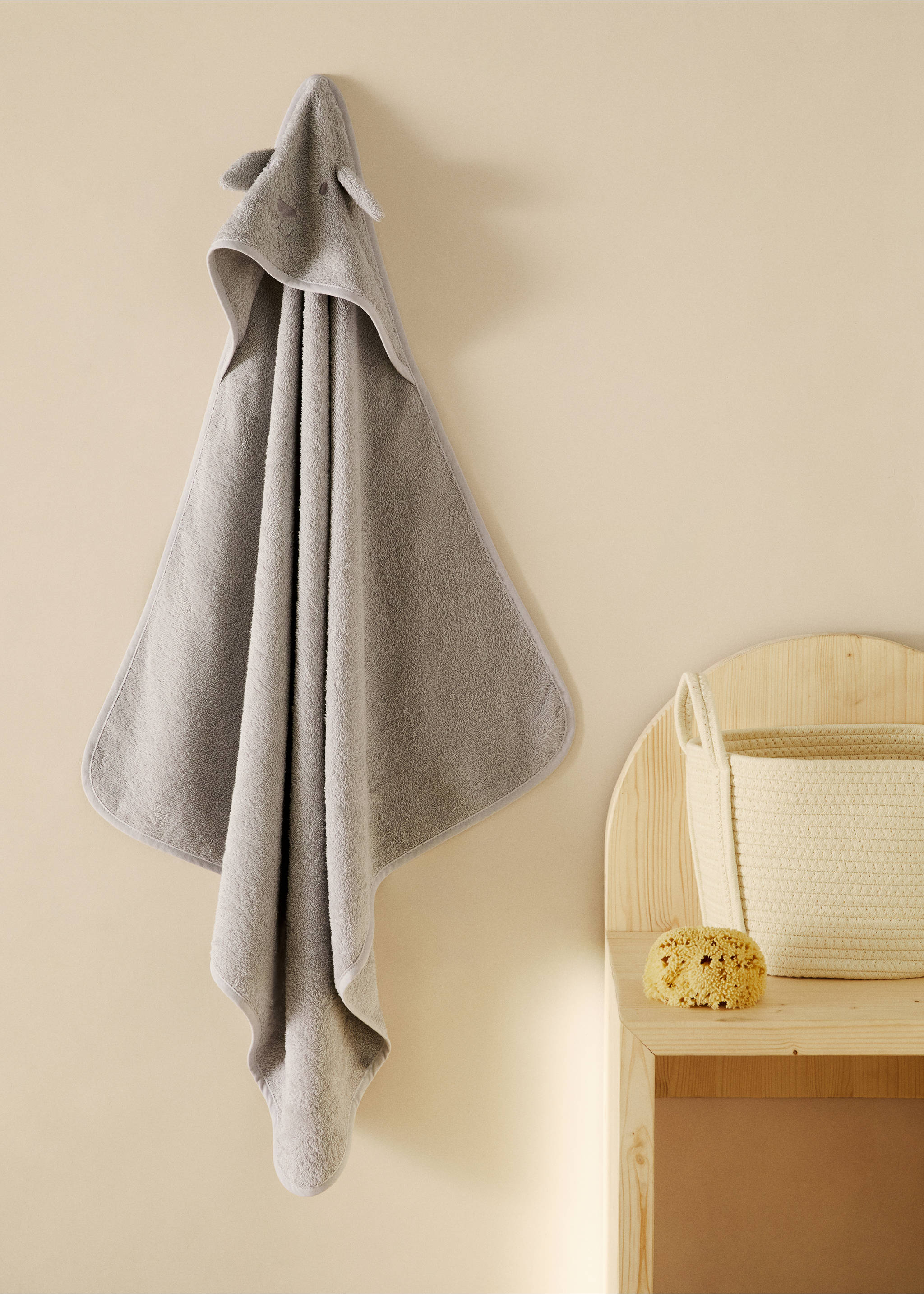 Children's terry bath cape with ears - General plane, Grey. Ref: 87003376-00.