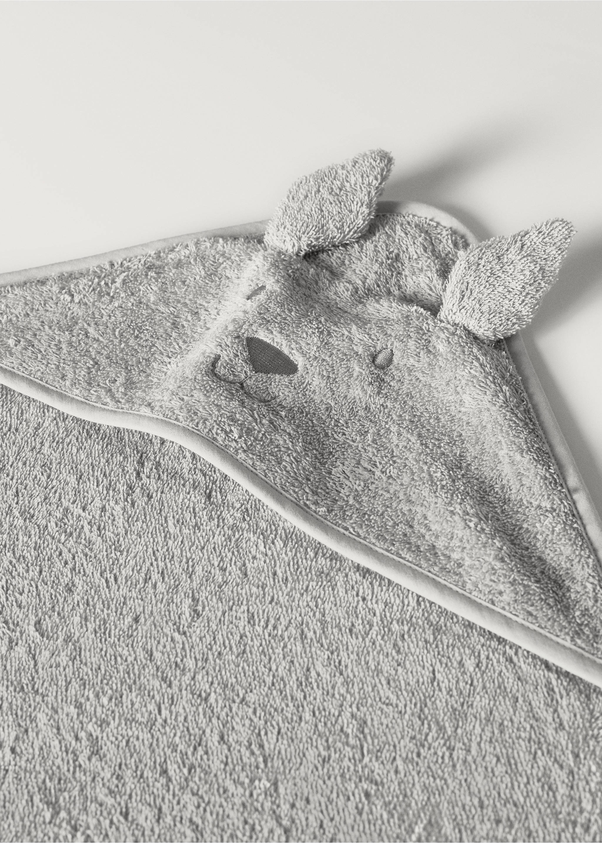 Children's terry bath cape with ears - Details of the article 2, Grey. Ref: 87003376-00.