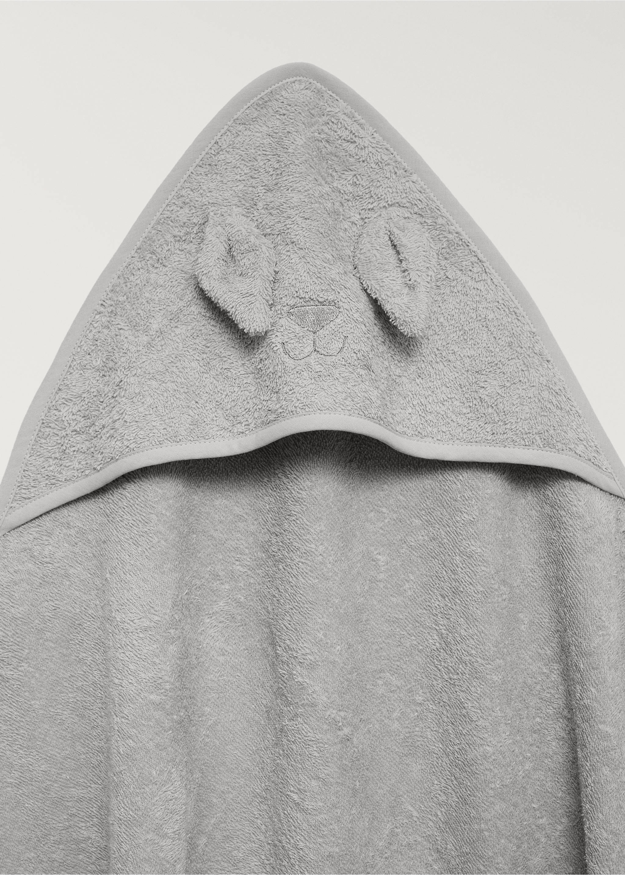 Children's terry bath cape with ears - Details of the article 3, Grey. Ref: 87003376-00.