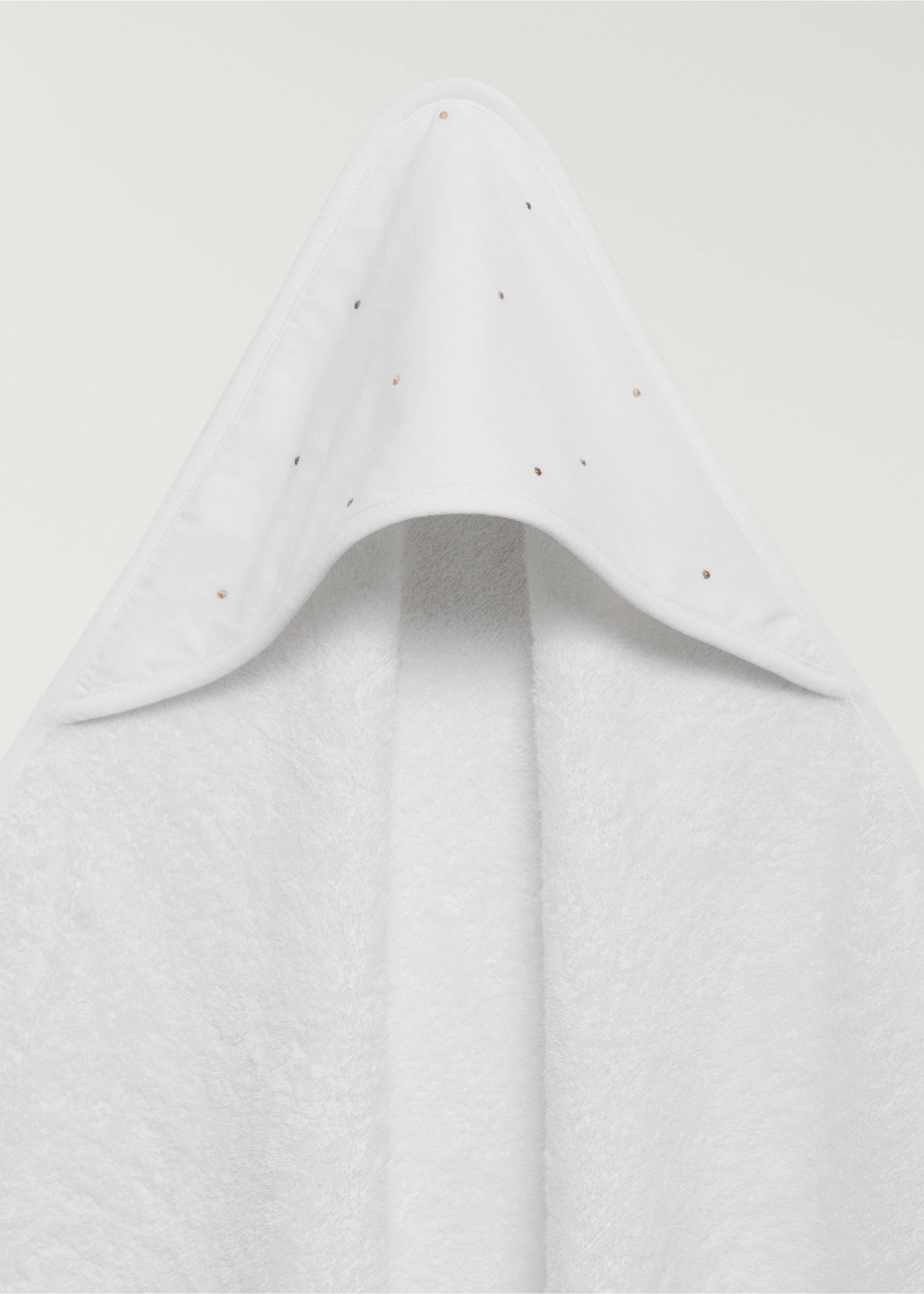 Children's bath towel embroidered with polka dots - Details of the article 3, White. Ref: 87003377-00.