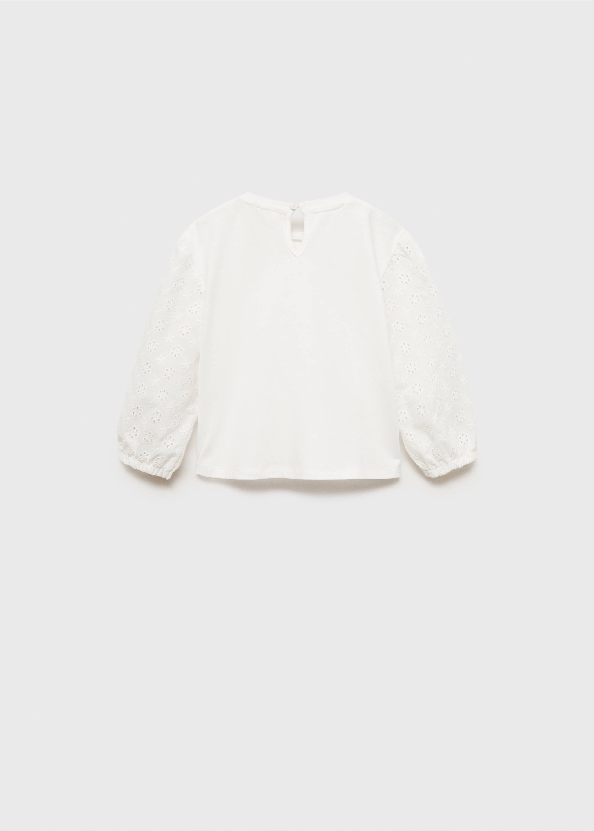 Embroidered sleeve T-shirt - Reverse of the article, Off White. Ref: 87003653-00.