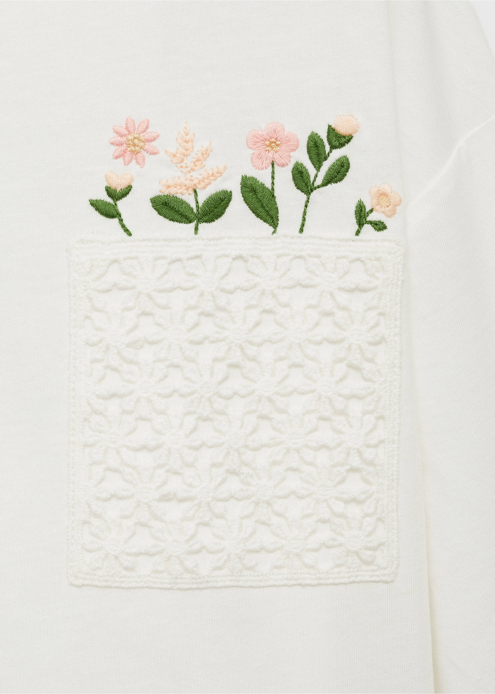Embroidered detail T-shirt - Details of the article 0, Off White. Ref: 87003657-00.
