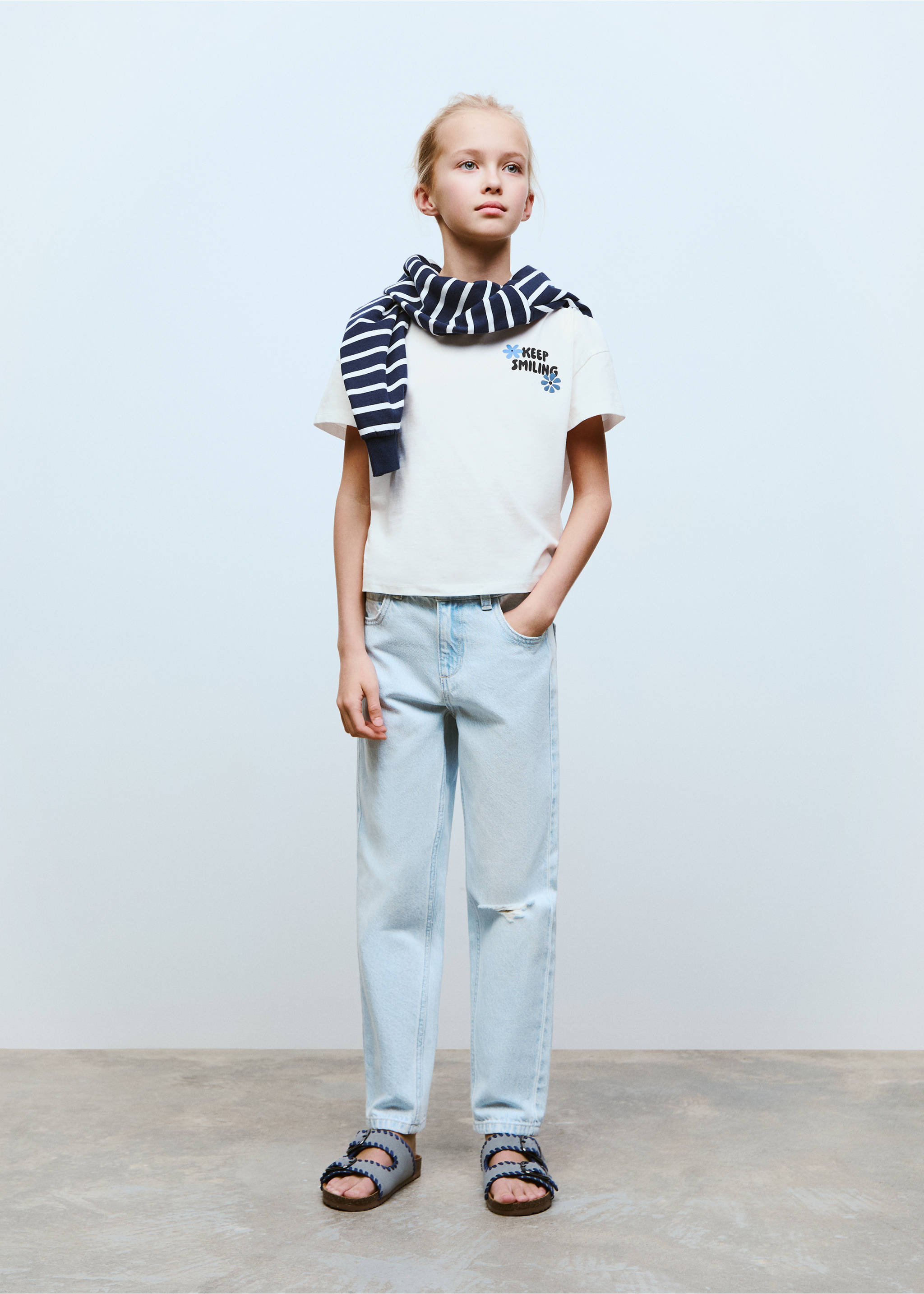 Cotton t-shirt with printed message - General plane, Off White. Ref: 87003658-00.