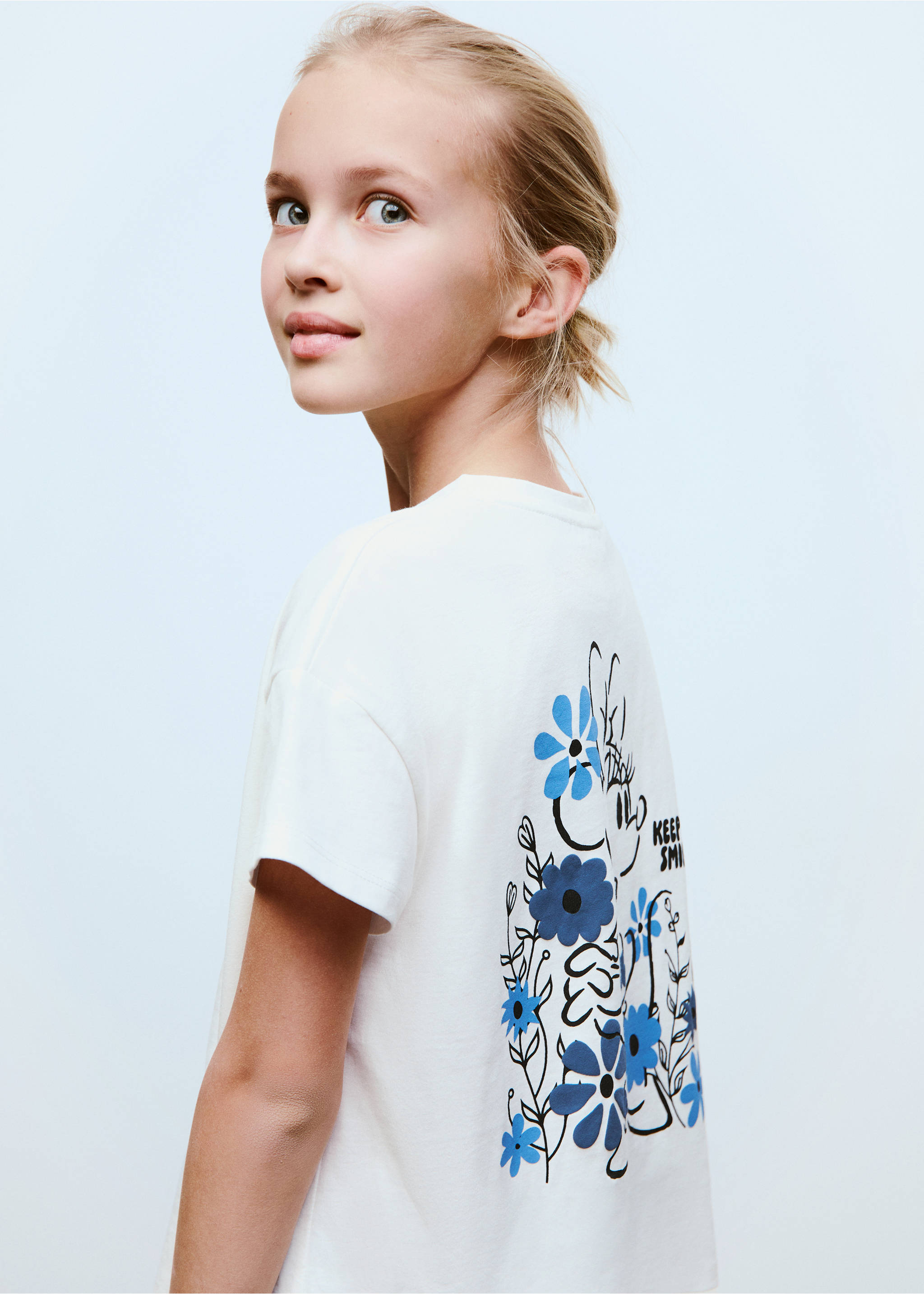 Cotton t-shirt with printed message - Reverse of the article, Off White. Ref: 87003658-00.