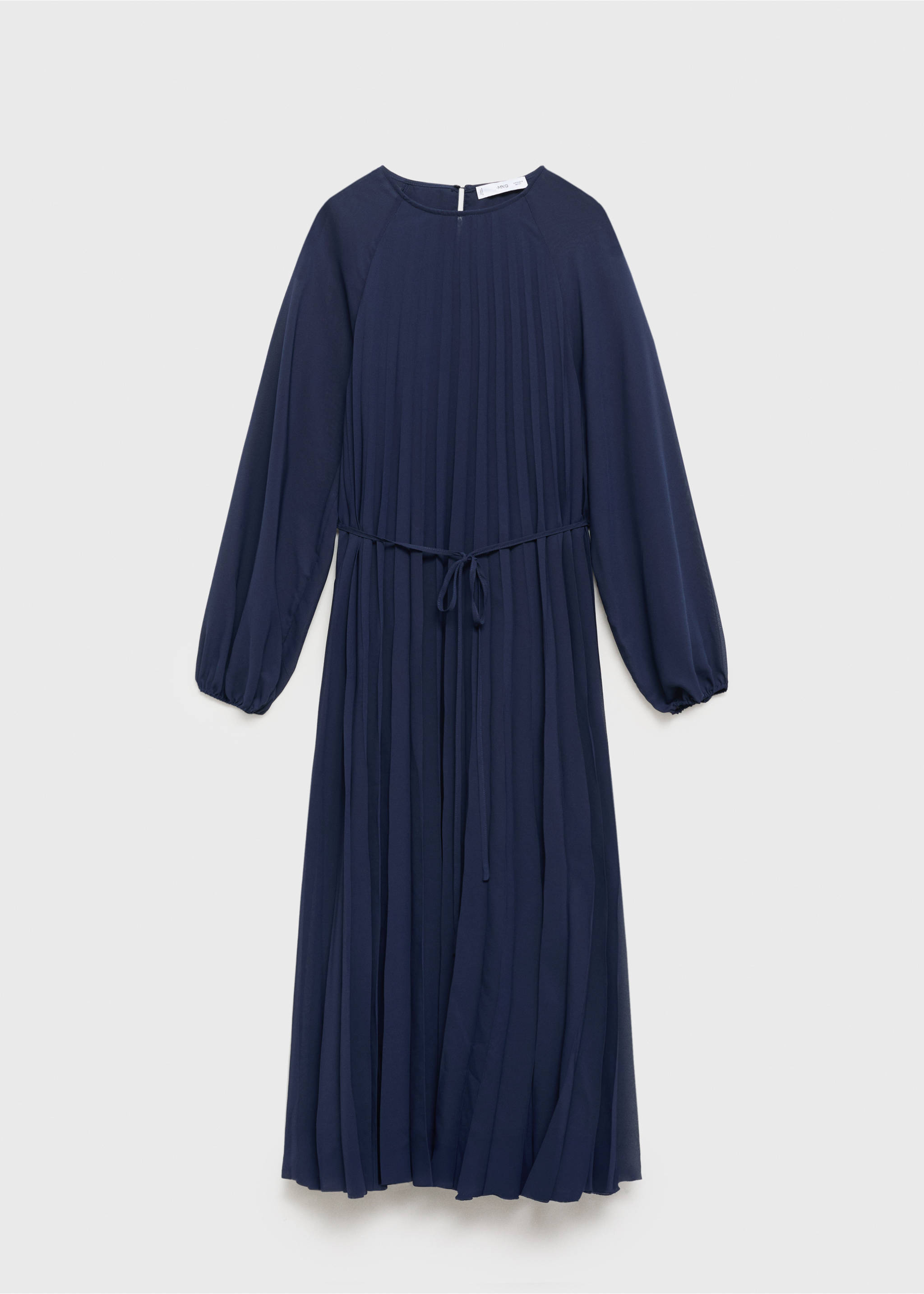 Pleated dress with bow belt - Article without model, Navy. Ref: 87004071-00.