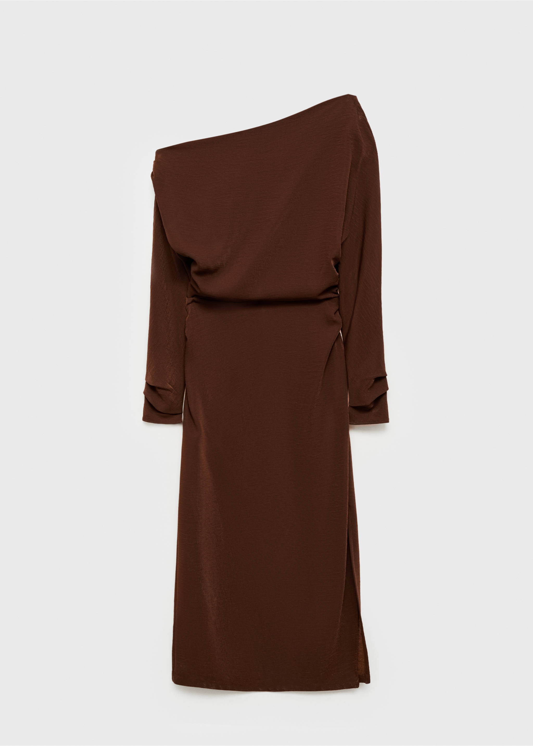 Asymmetrisches Kleid mit seitlichen Raffungen - Artikel ohne Model, Braun. Ref: 87004078-00.