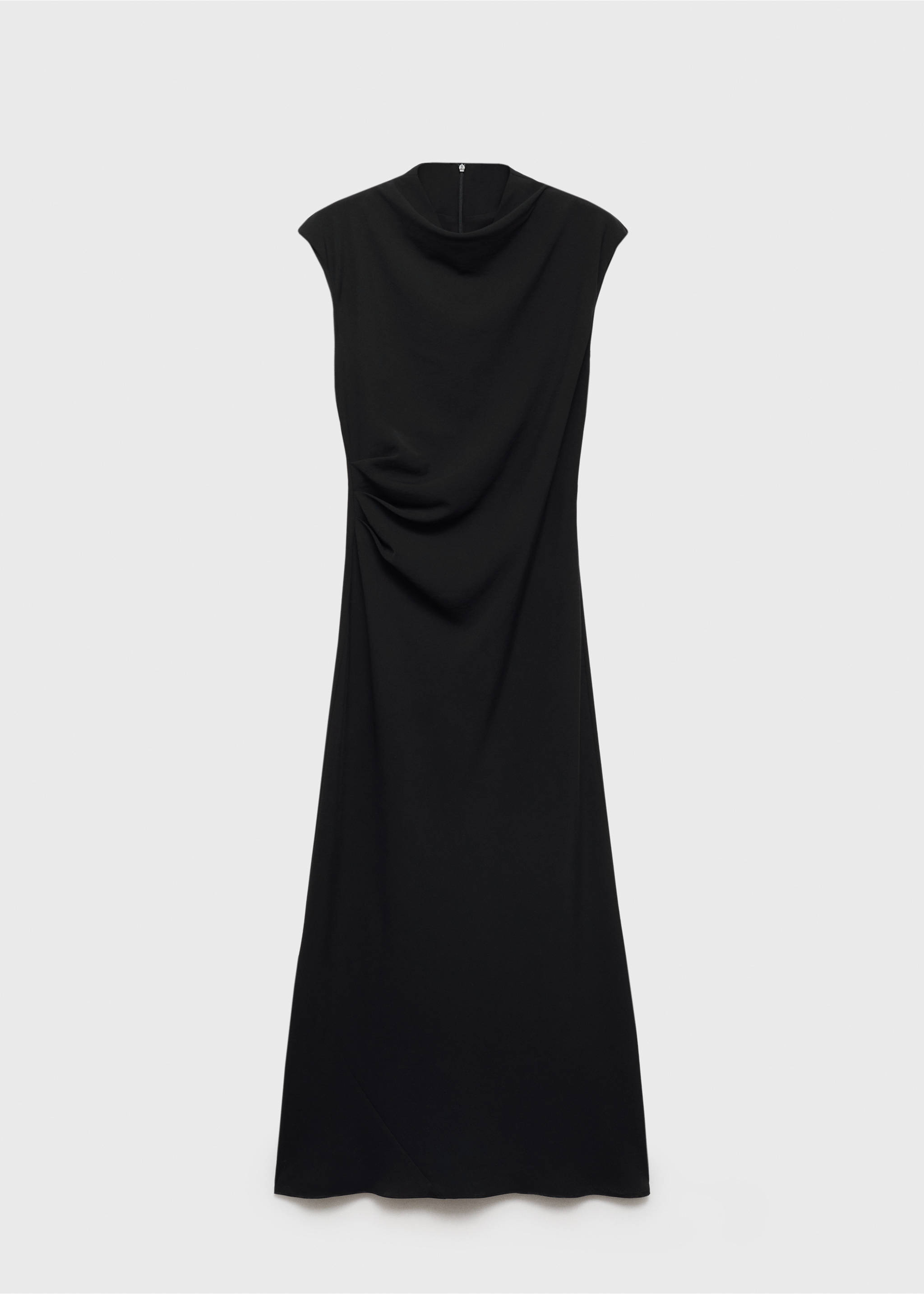 A-line dress with draped waist - Article without model, Black. Ref: 87004081-00.