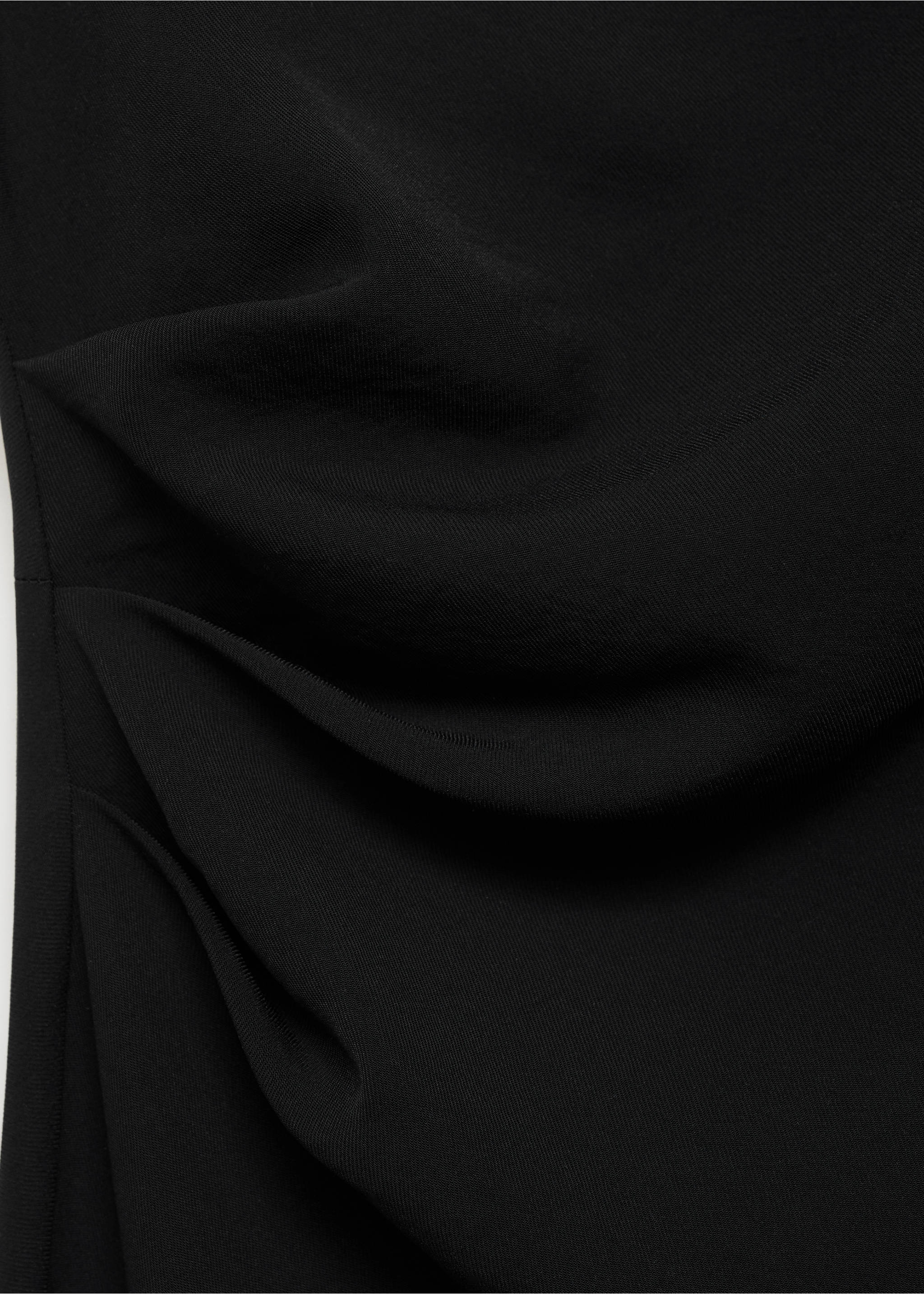 A-line dress with draped waist - Details of the article 8, Black. Ref: 87004081-00.