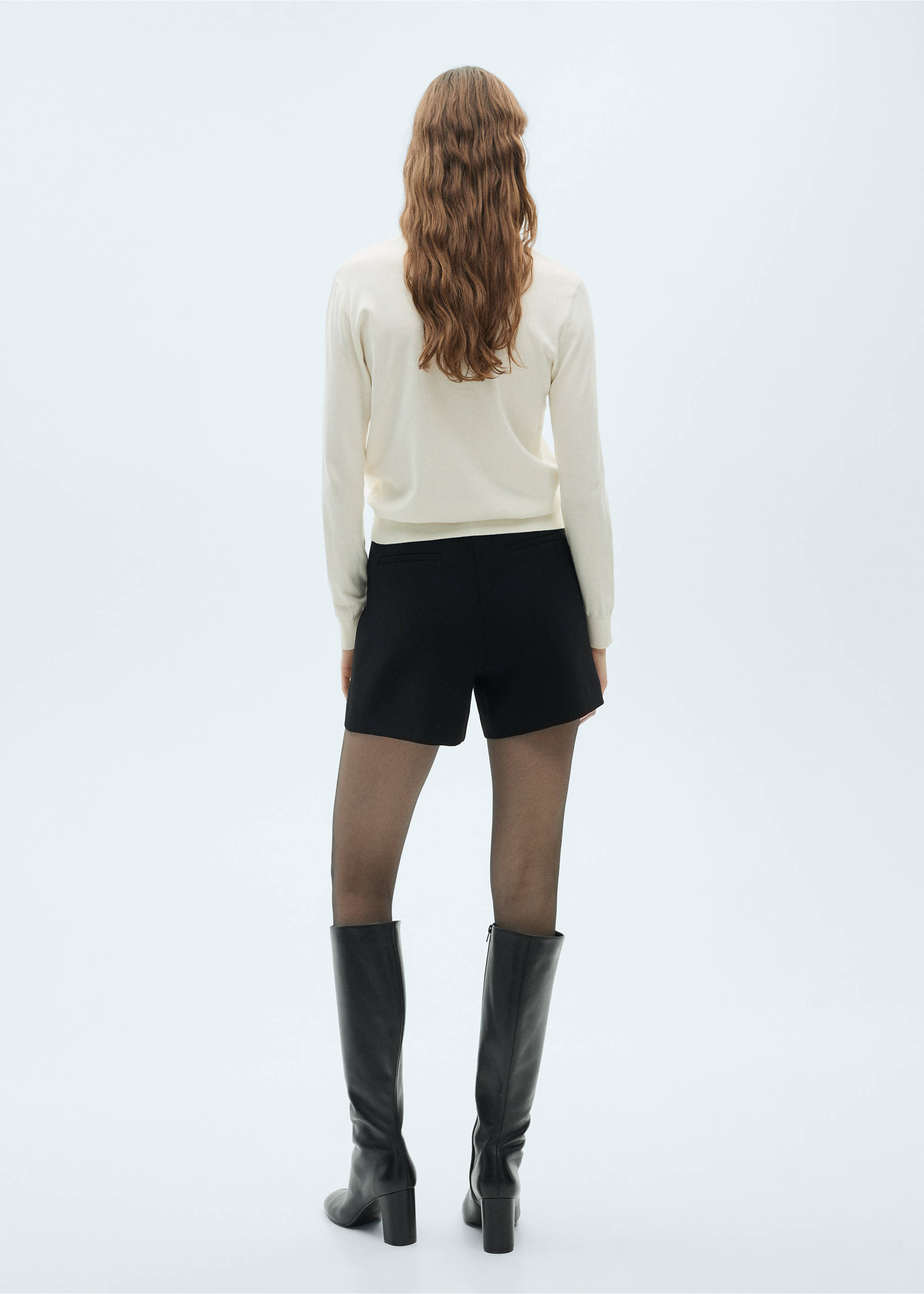 V-neck knit sweater - Reverse of the article, Ecru. Ref: 87004082-00.