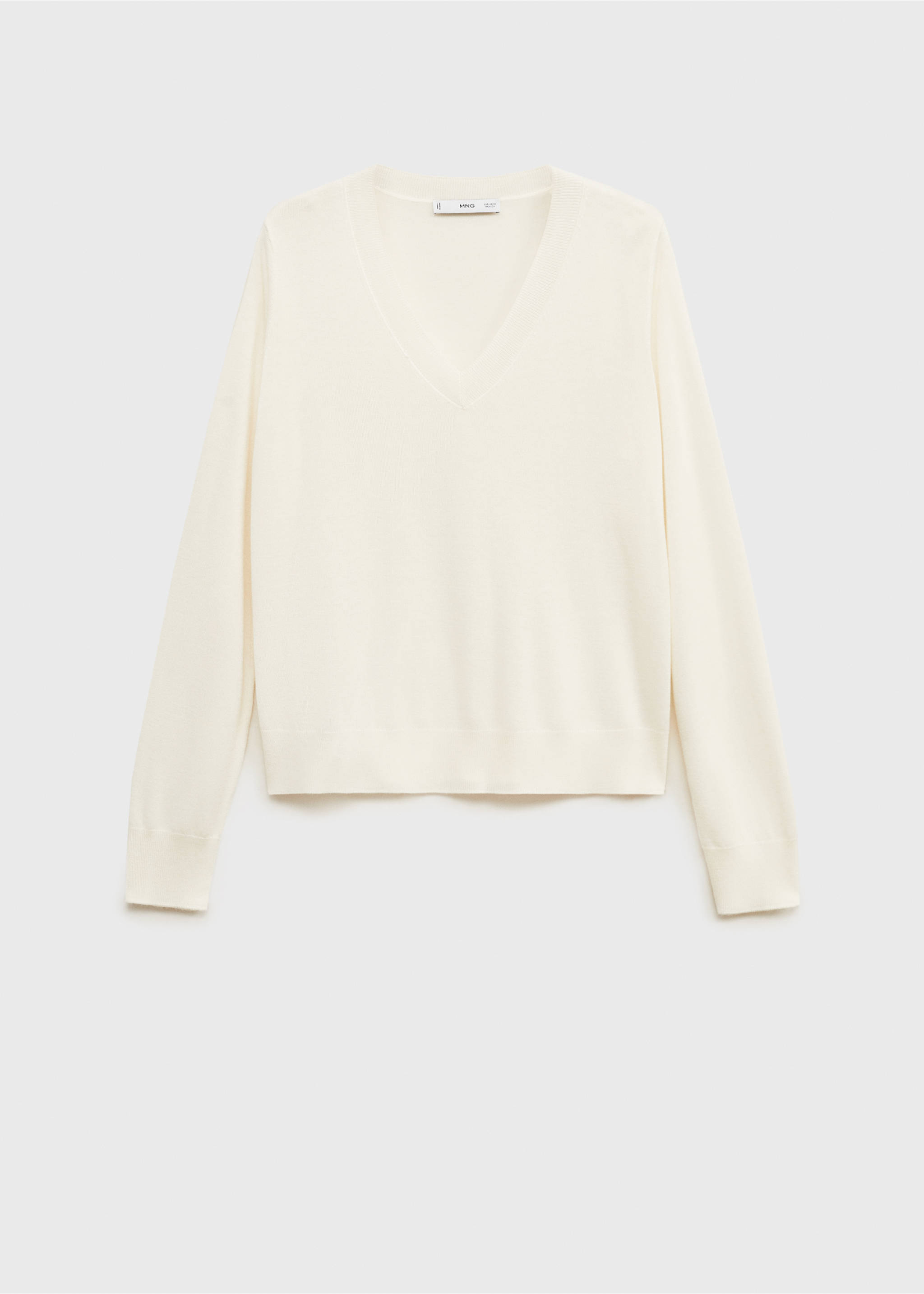 V-neck knit sweater - Article without model, Ecru. Ref: 87004082-00.