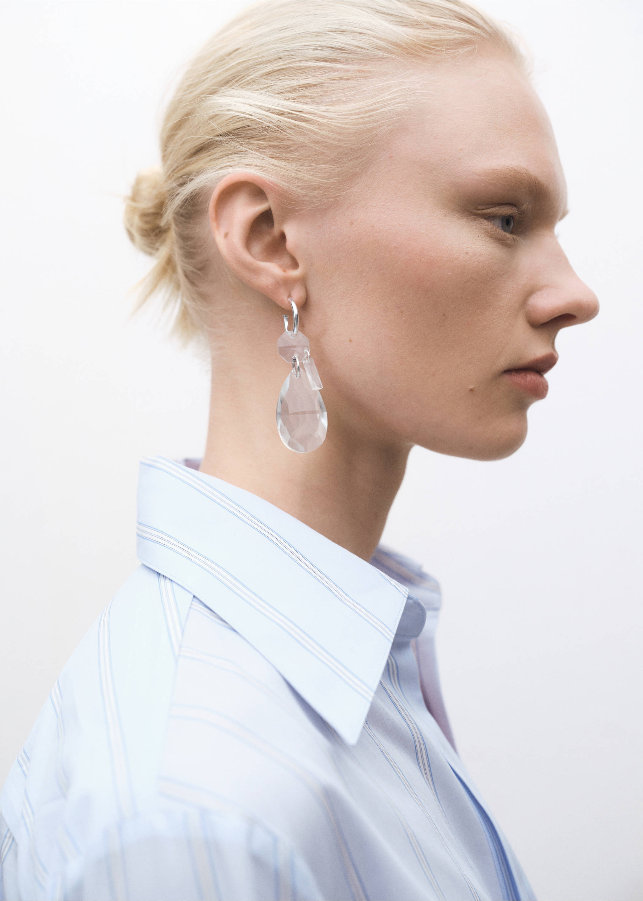 Gestreiftes Regular-Hemd aus Baumwolle - Detail des Artikels 6, Himmelblau. Ref: 87004086-00.