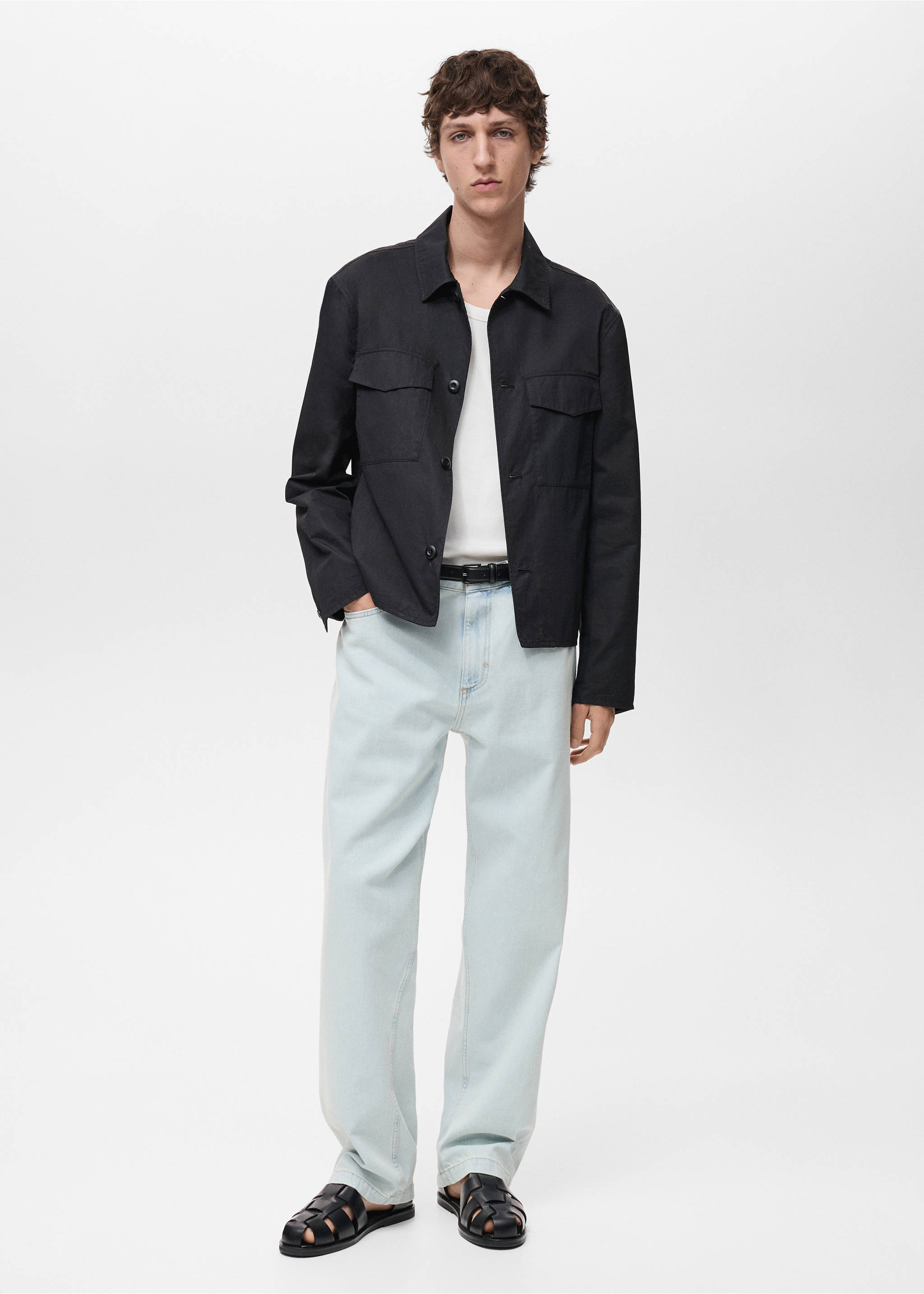 Relaxed-fit cotton overshirt - General plane, Black. Ref: 87004393-00.