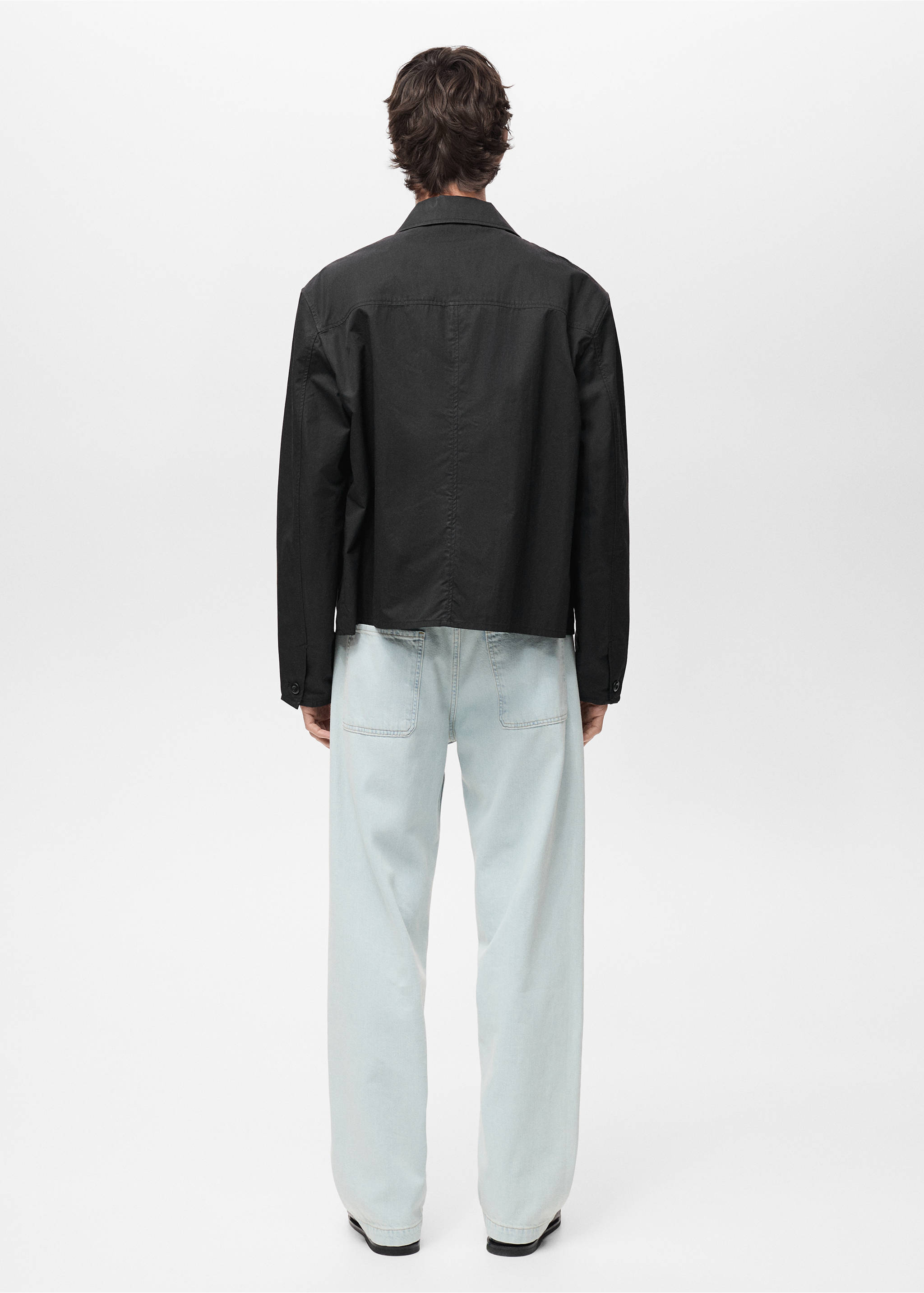 Relaxed-fit cotton overshirt - Reverse of the article, Black. Ref: 87004393-00.