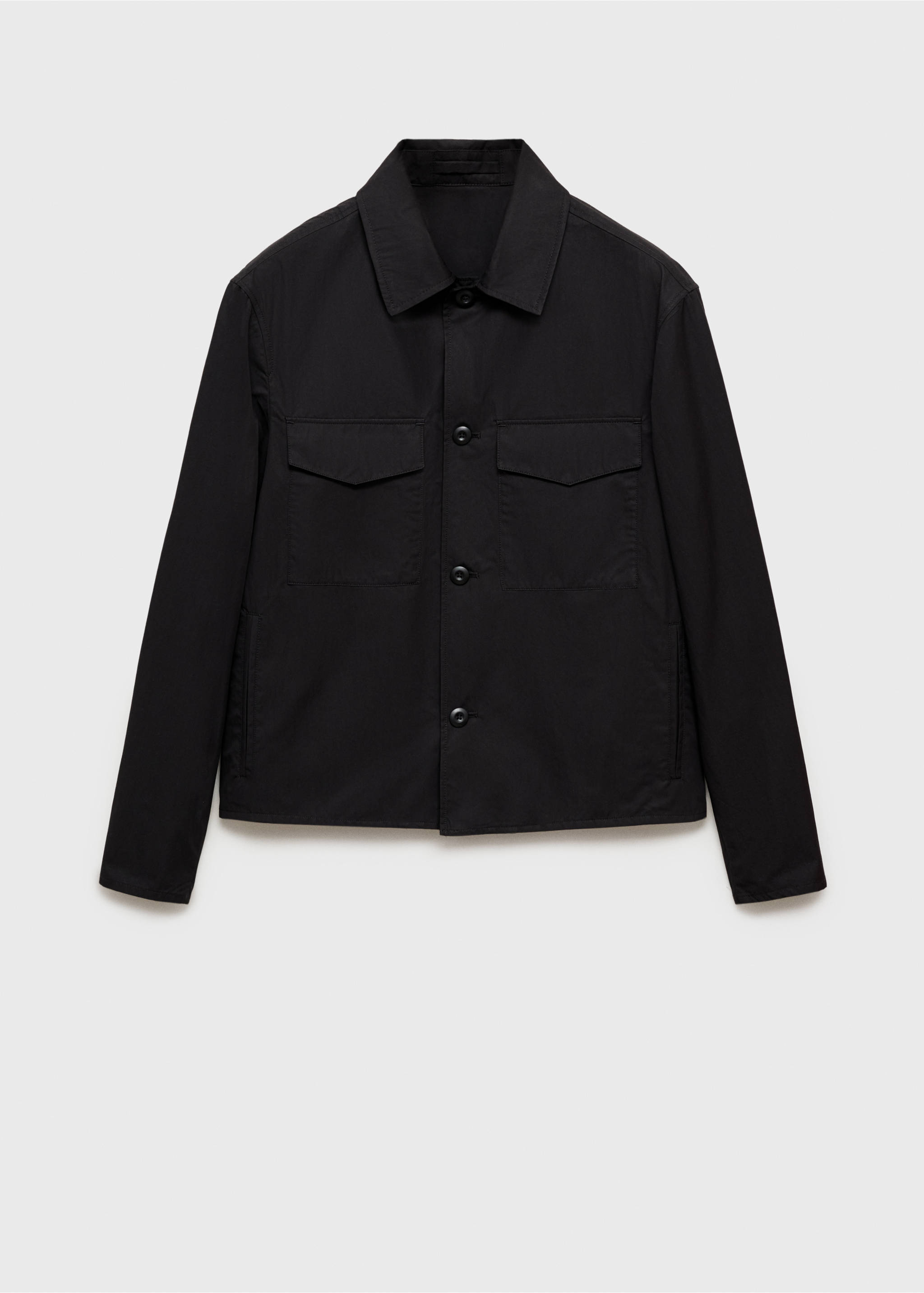 Relaxed-fit cotton overshirt - Article without model, Black. Ref: 87004393-00.
