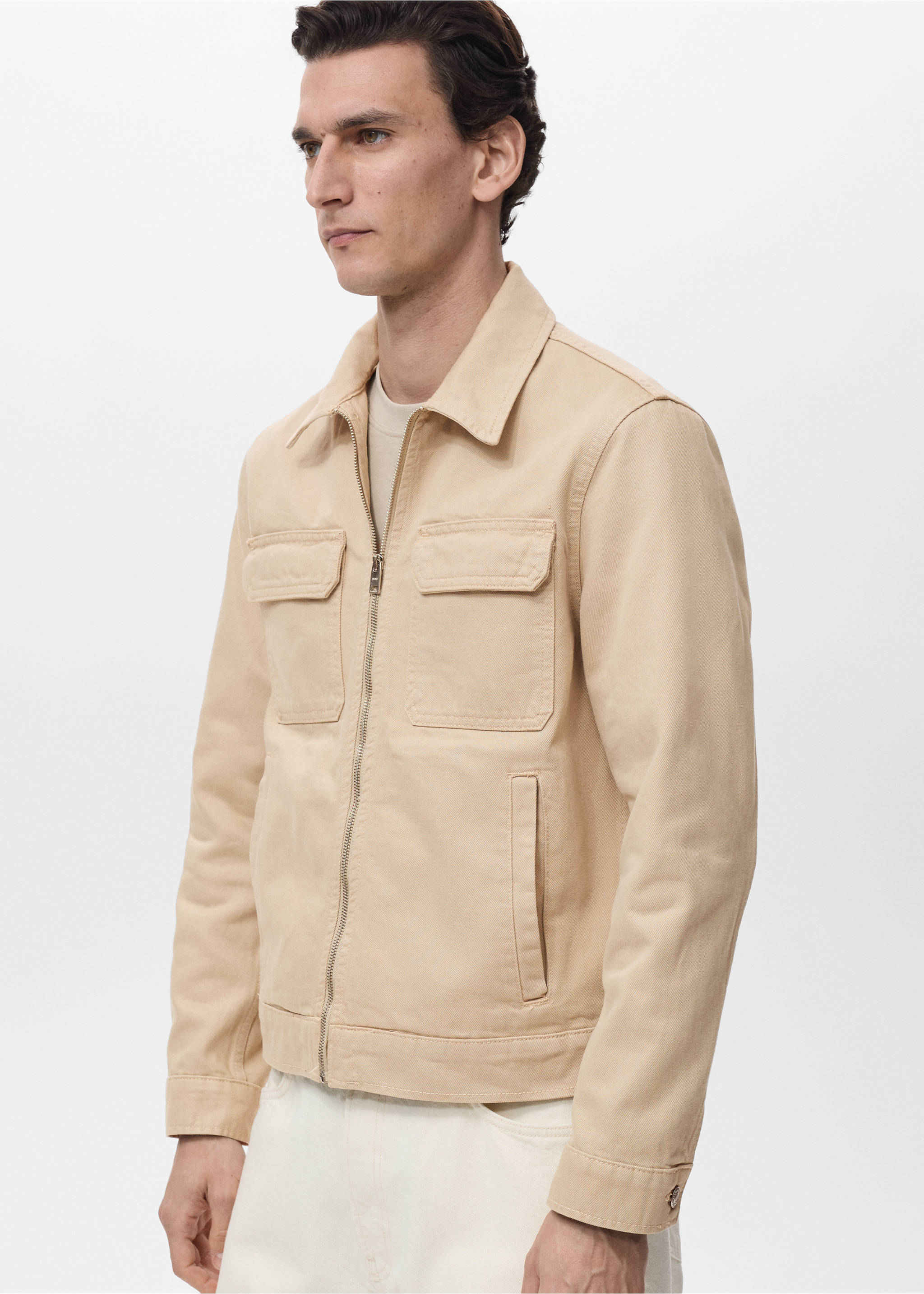 Blouson en jean poches - Détail de l'article 4, Beige. Ref: 87004401-00.
