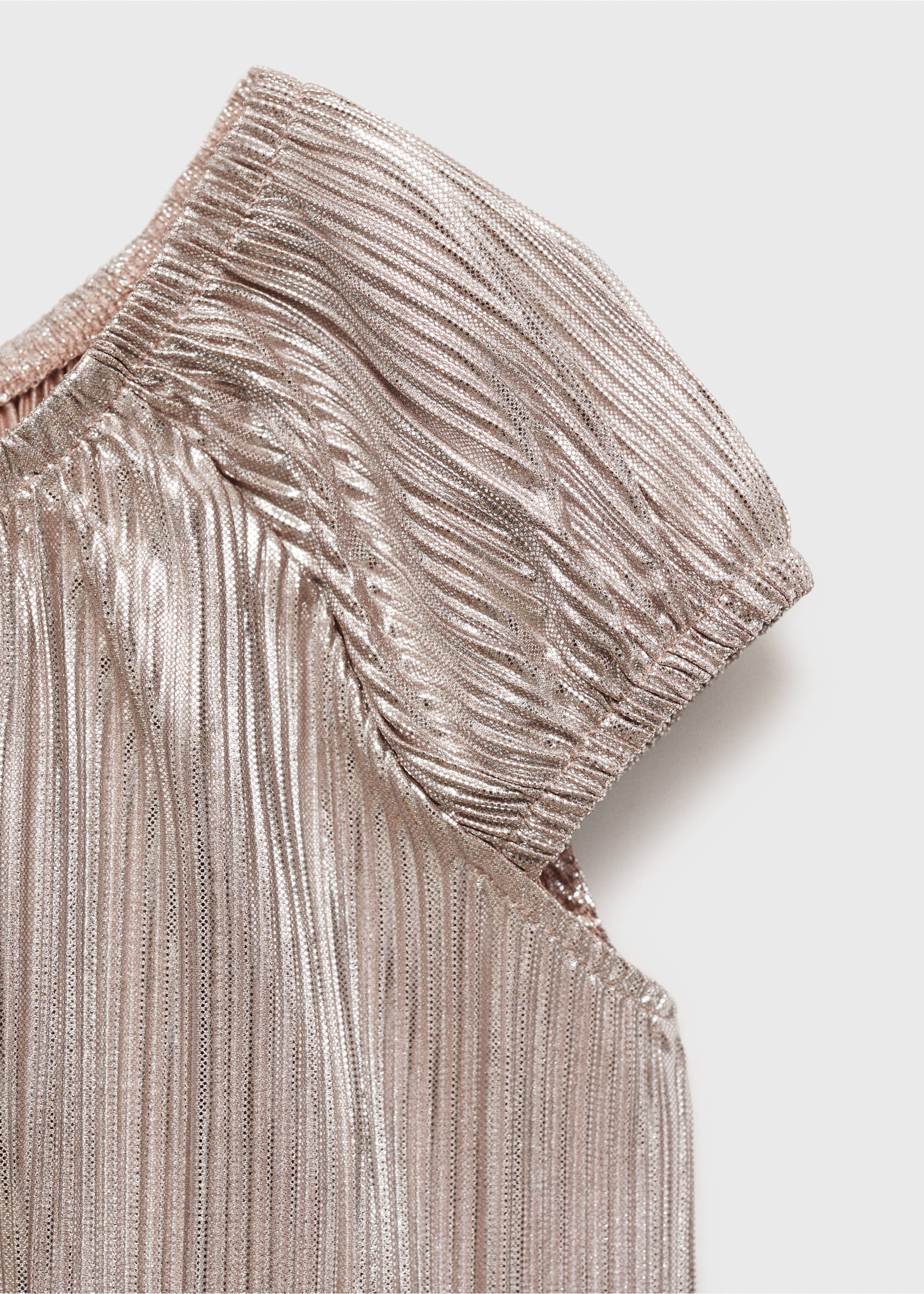 Metallic pleated shirt - Details of the article 8, Silver. Ref: 87004404-00.