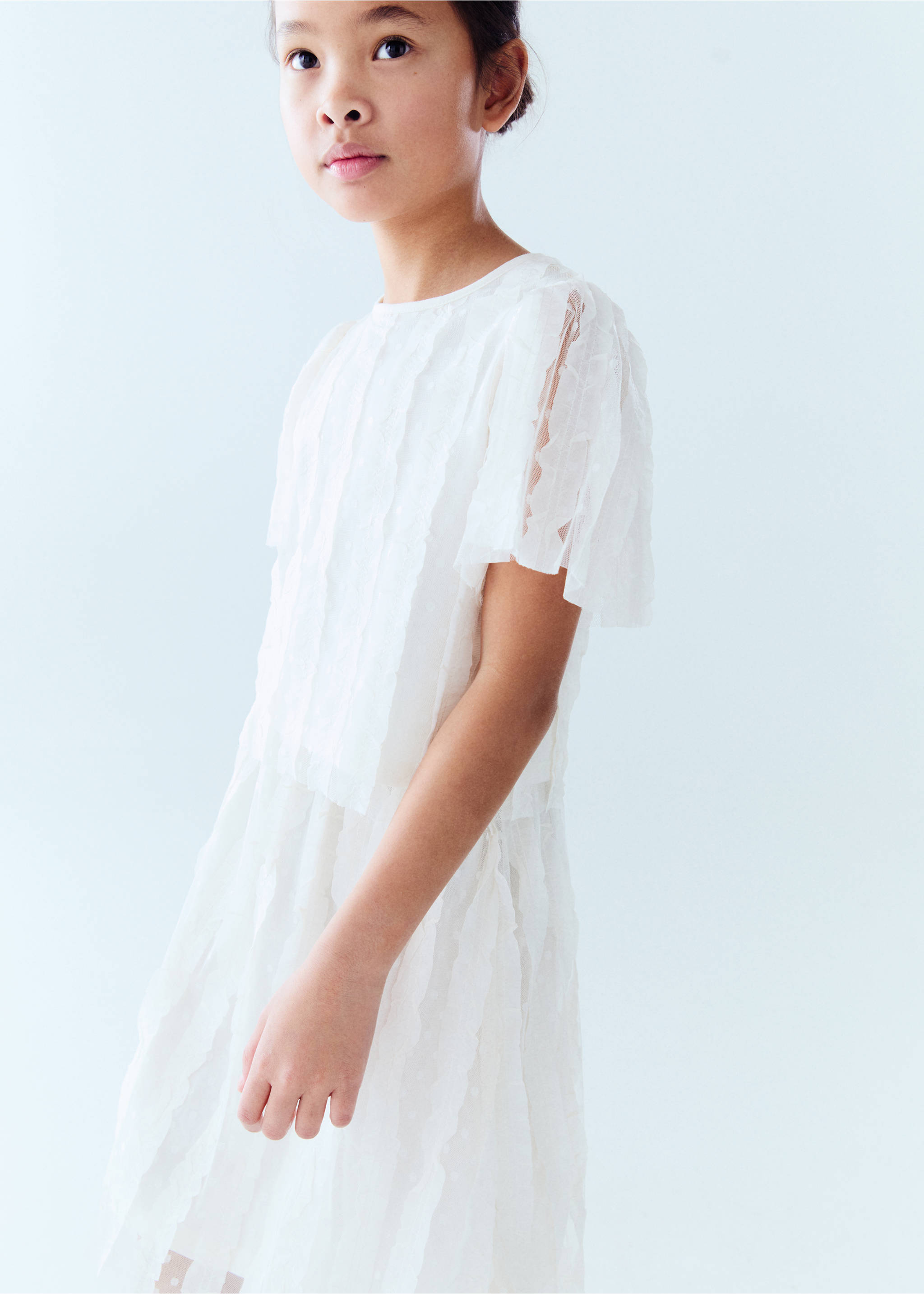Plumeti tulle t-shirt - Details of the article 2, Ecru. Ref: 87004405-00.