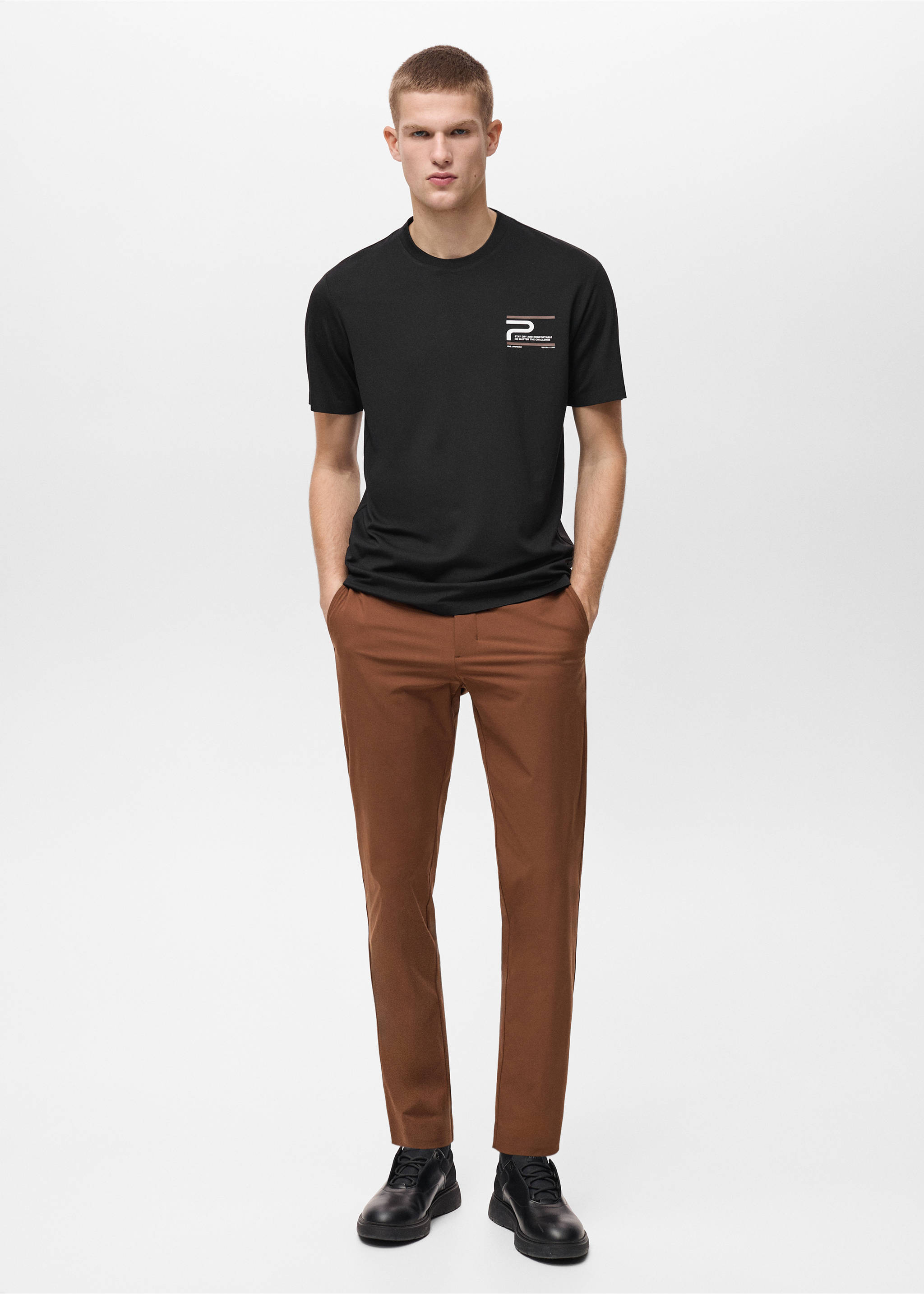 COOLMAX® slim-fit printed t-shirt - General plane, Black. Ref: 87004408-00.