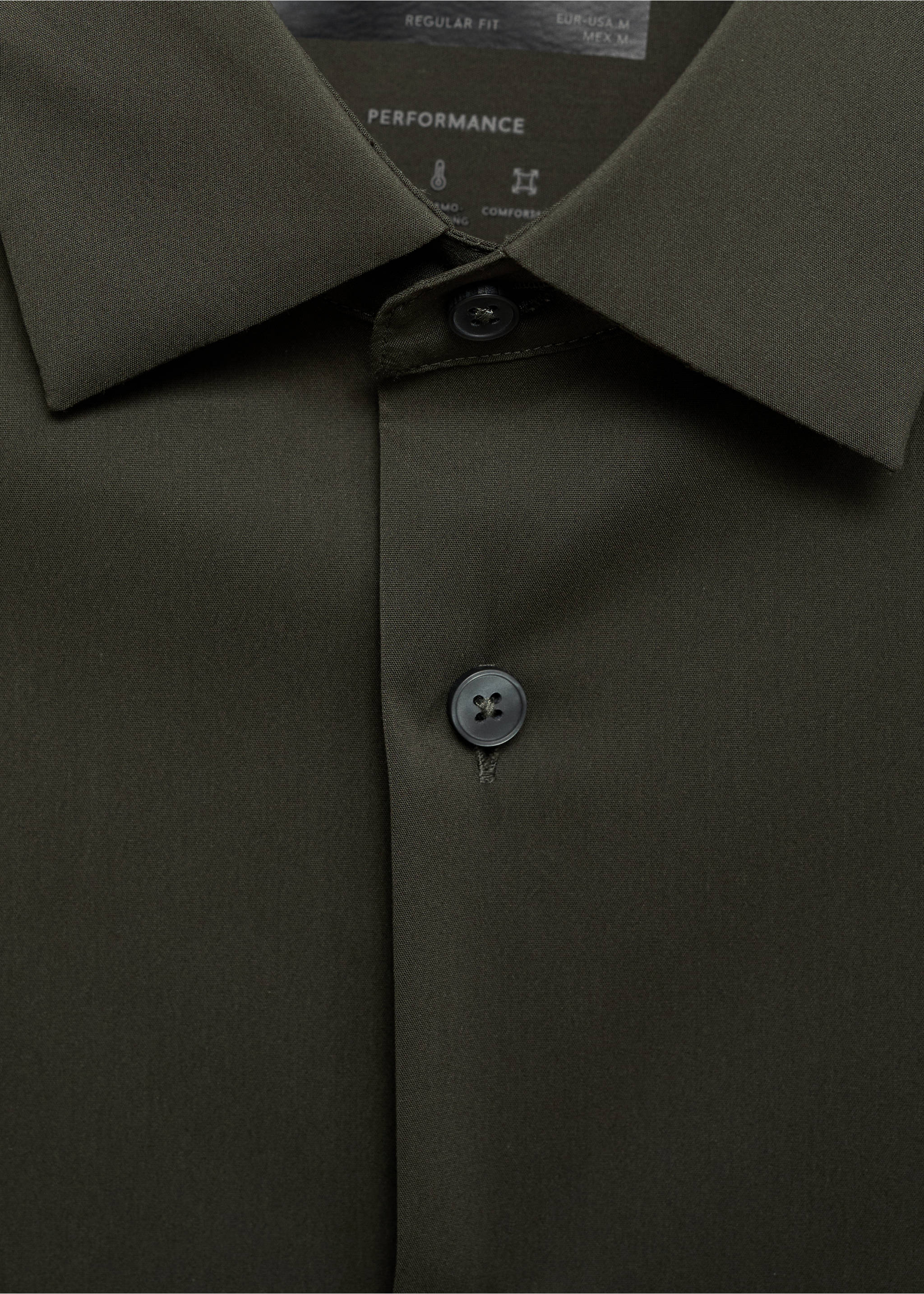 Comfort stretch non-iron shirt - Details of the article 8, Medium Green. Ref: 87004409-00.
