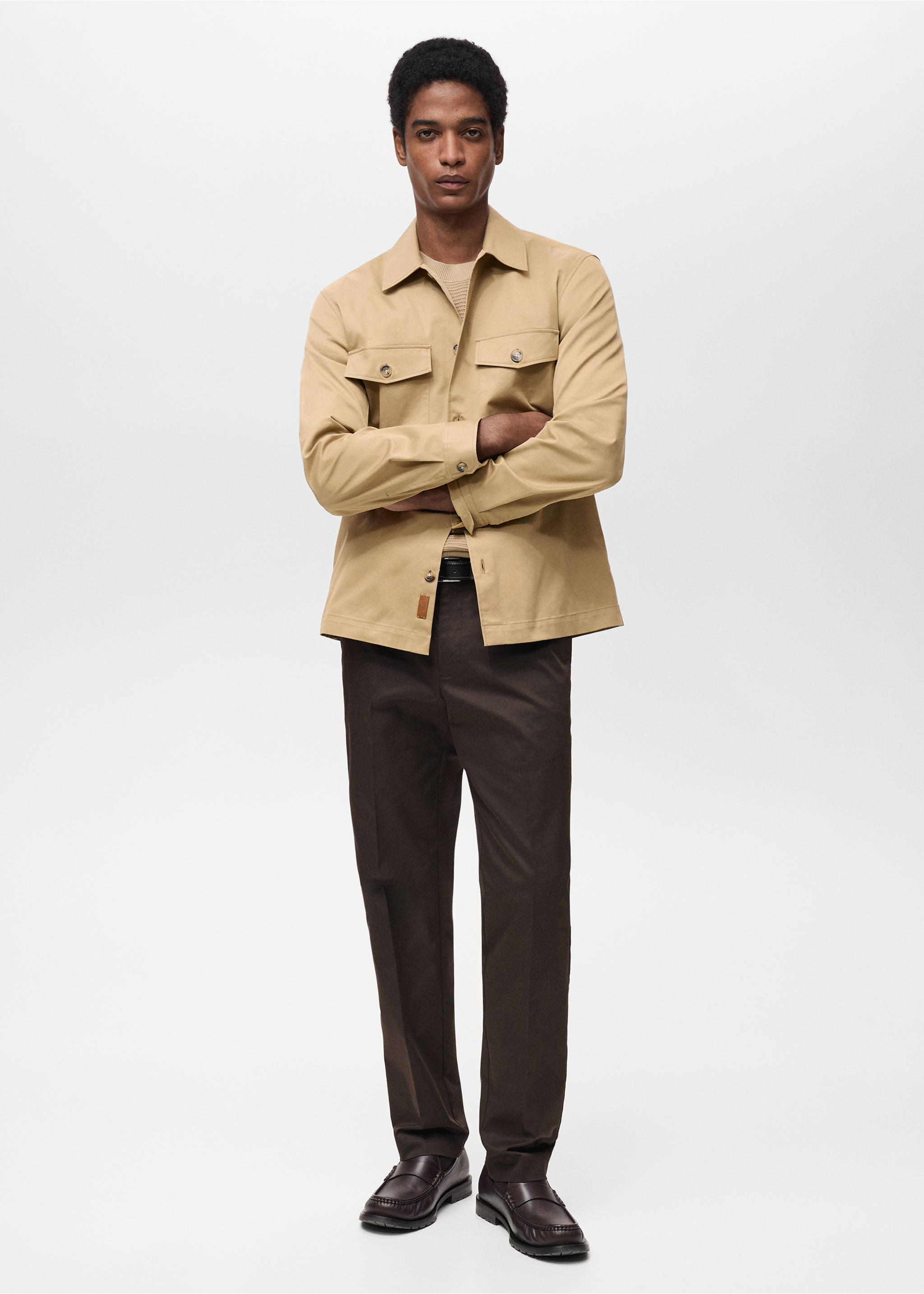 Regular-Fit-Overshirt aus Baumwolle mit Taschen - Allgemeine Ansicht, Mittelbraun. Ref: 87004410-00.