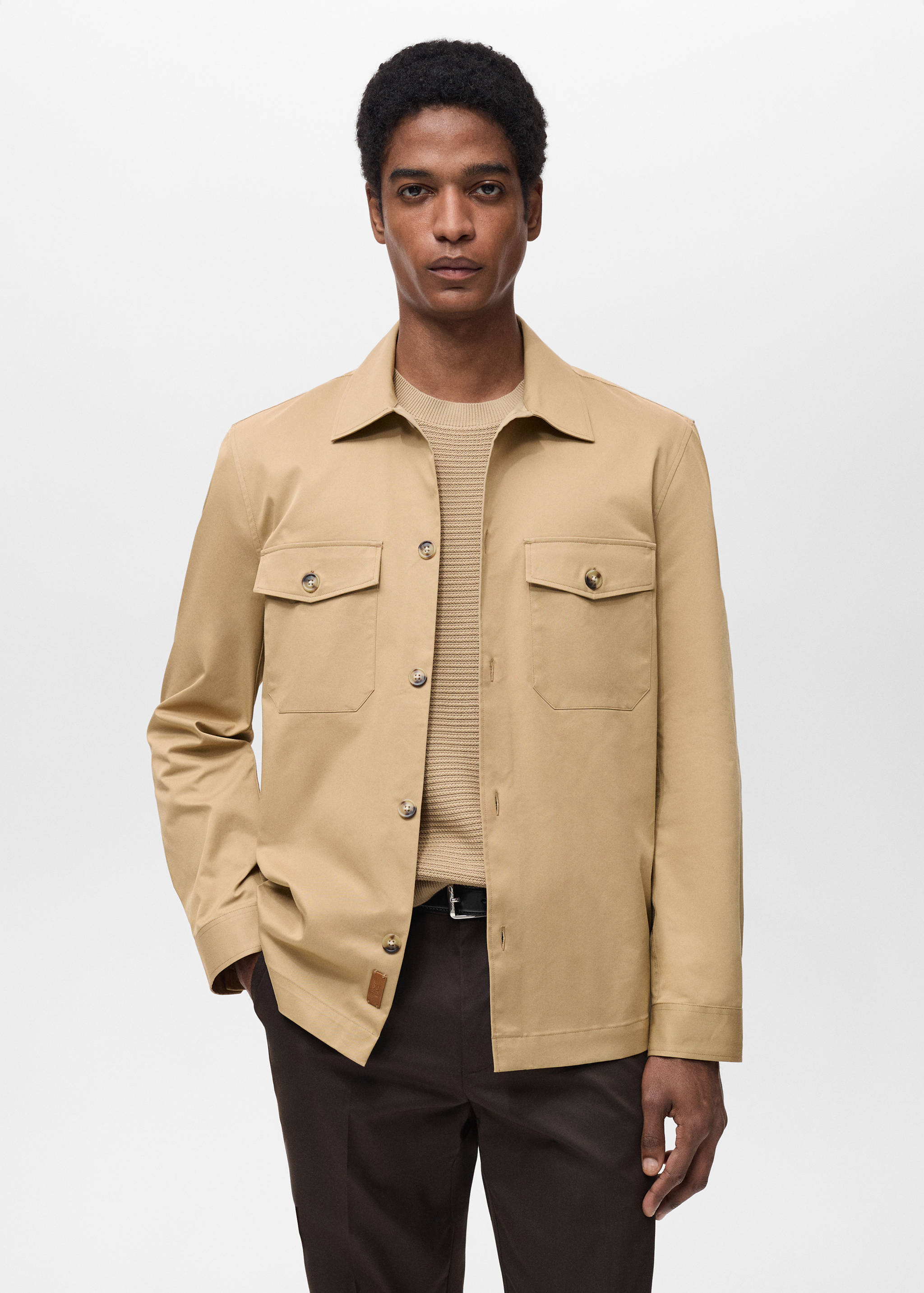 Regular-fit cotton overshirt with pockets - Medium plane
