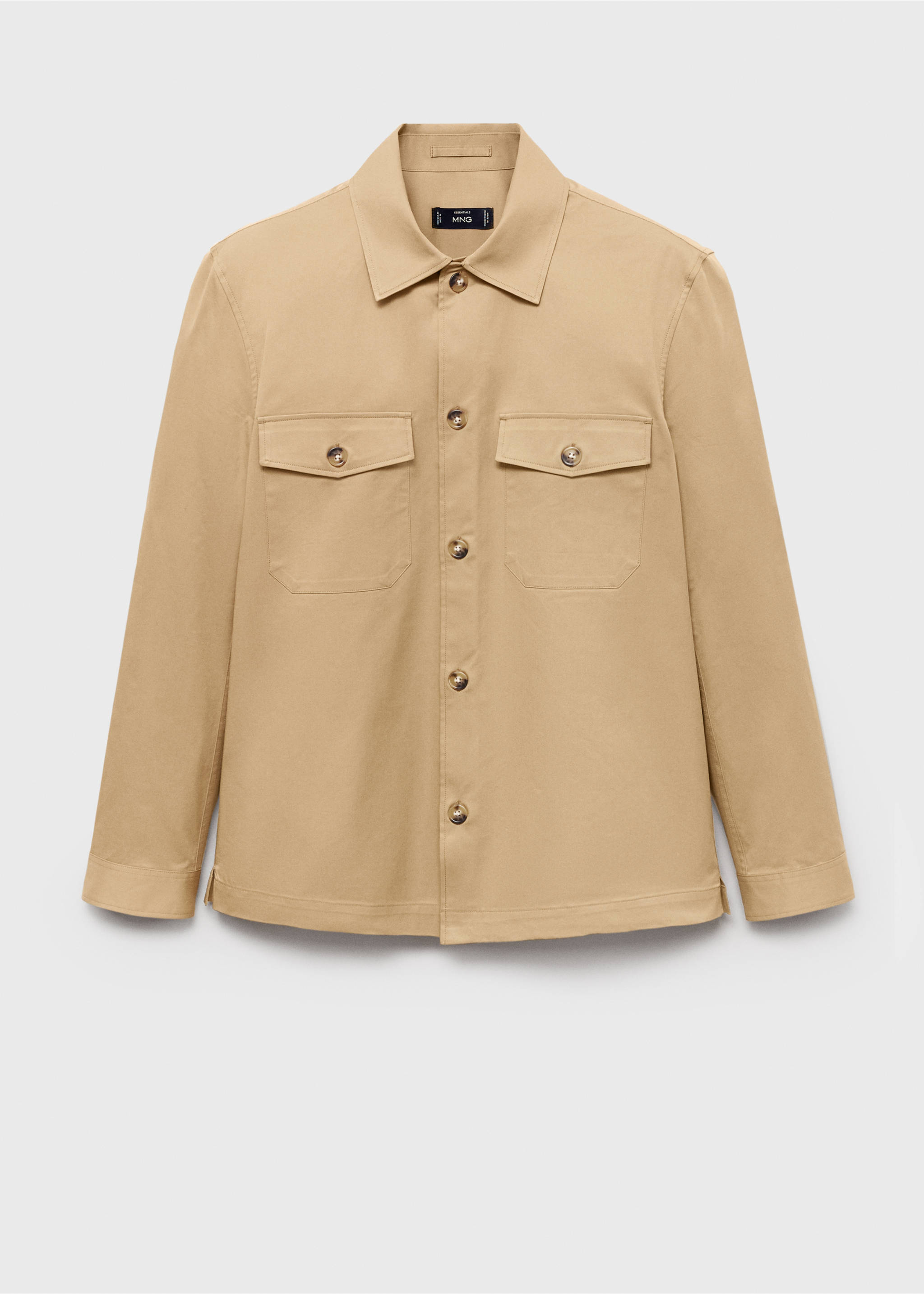 Regular-Fit-Overshirt aus Baumwolle mit Taschen - Artikel ohne Model, Mittelbraun. Ref: 87004410-00.