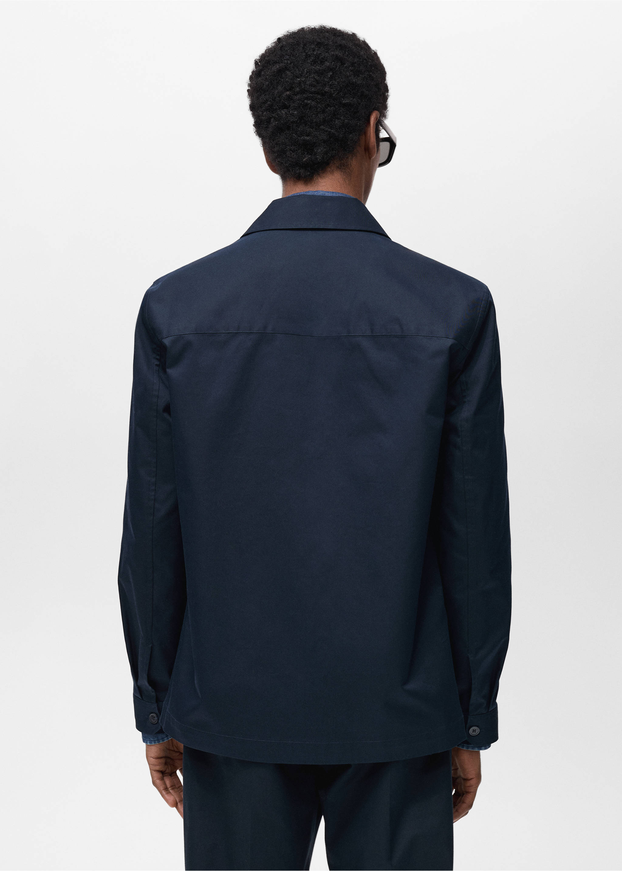 Regular-fit cotton overshirt with pockets - Reverse of the article, Dark Navy. Ref: 87004410-00.