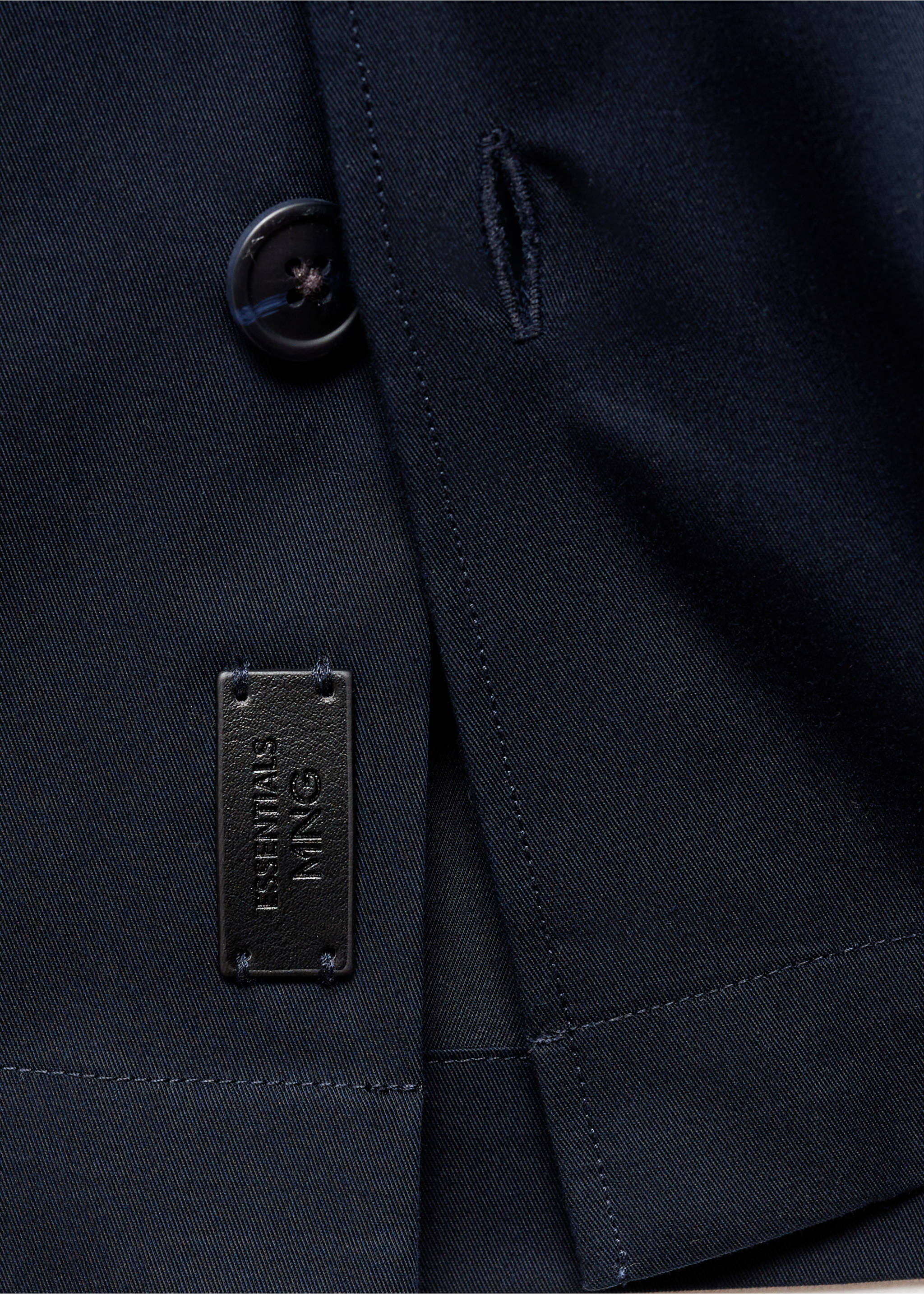 Regular-fit cotton overshirt with pockets - Details of the article 8, Dark Navy. Ref: 87004410-00.