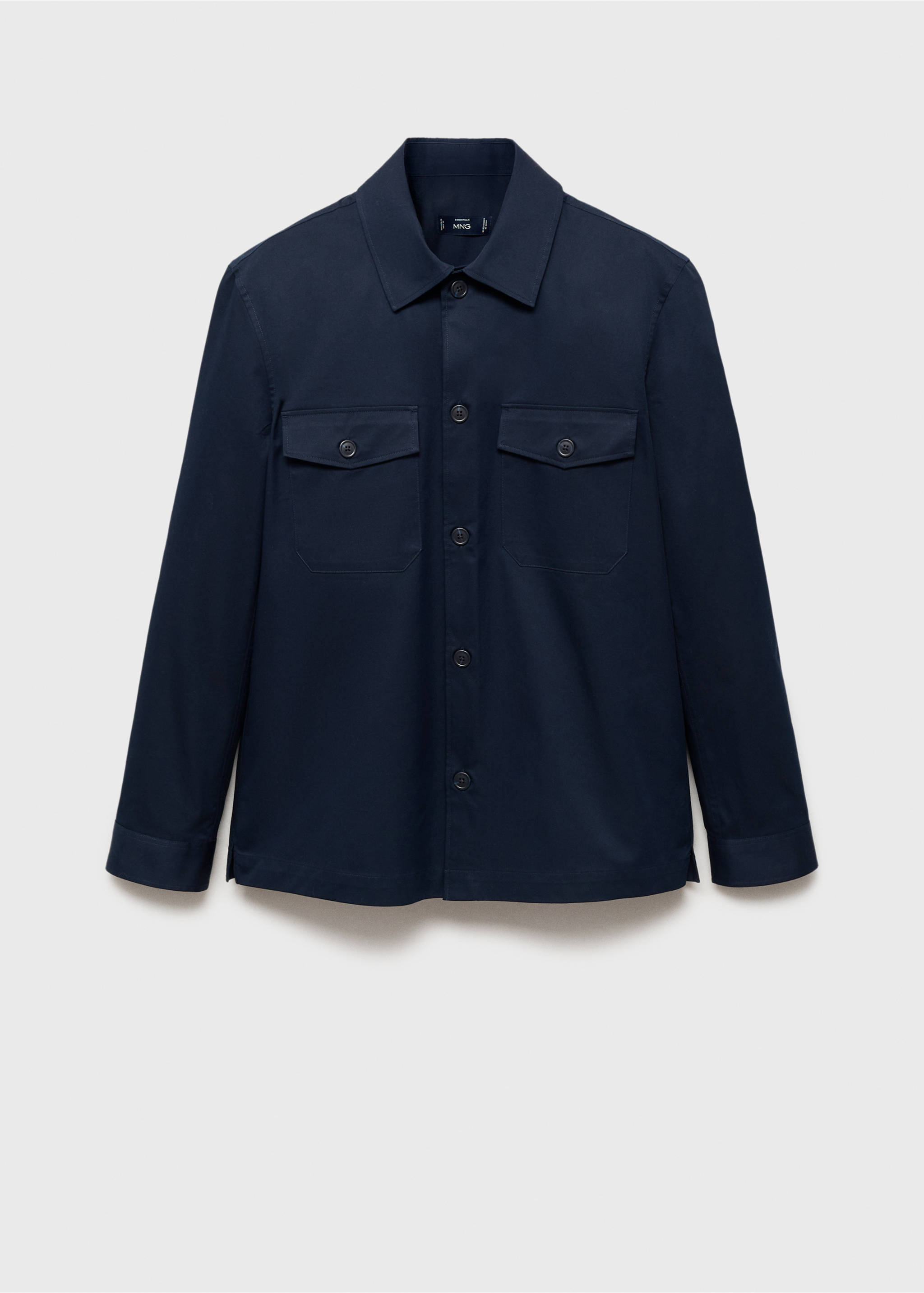 Regular-fit cotton overshirt with pockets - Article without model, Dark Navy. Ref: 87004410-00.